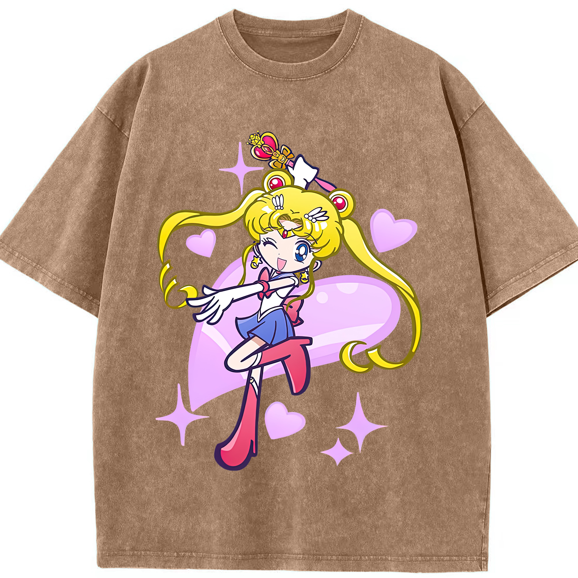 （画像用） 美少女戦士セーラームーン 月野 うさぎ つきの うさぎ Sailor Moon Tsukino Usagi 綿100% ヴィンテージ風 半袖Tシャツ（フロントプリント）