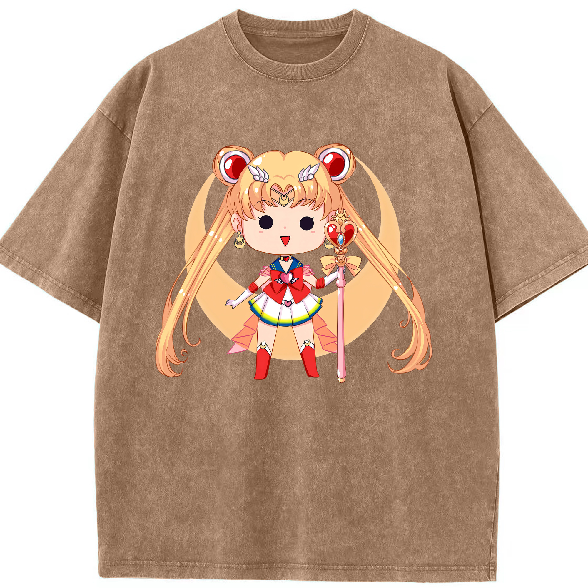 （画像用） 美少女戦士セーラームーン 月野 うさぎ つきの うさぎ Sailor Moon Tsukino Usagi 綿100% ヴィンテージ風 半袖Tシャツ（フロントプリント）