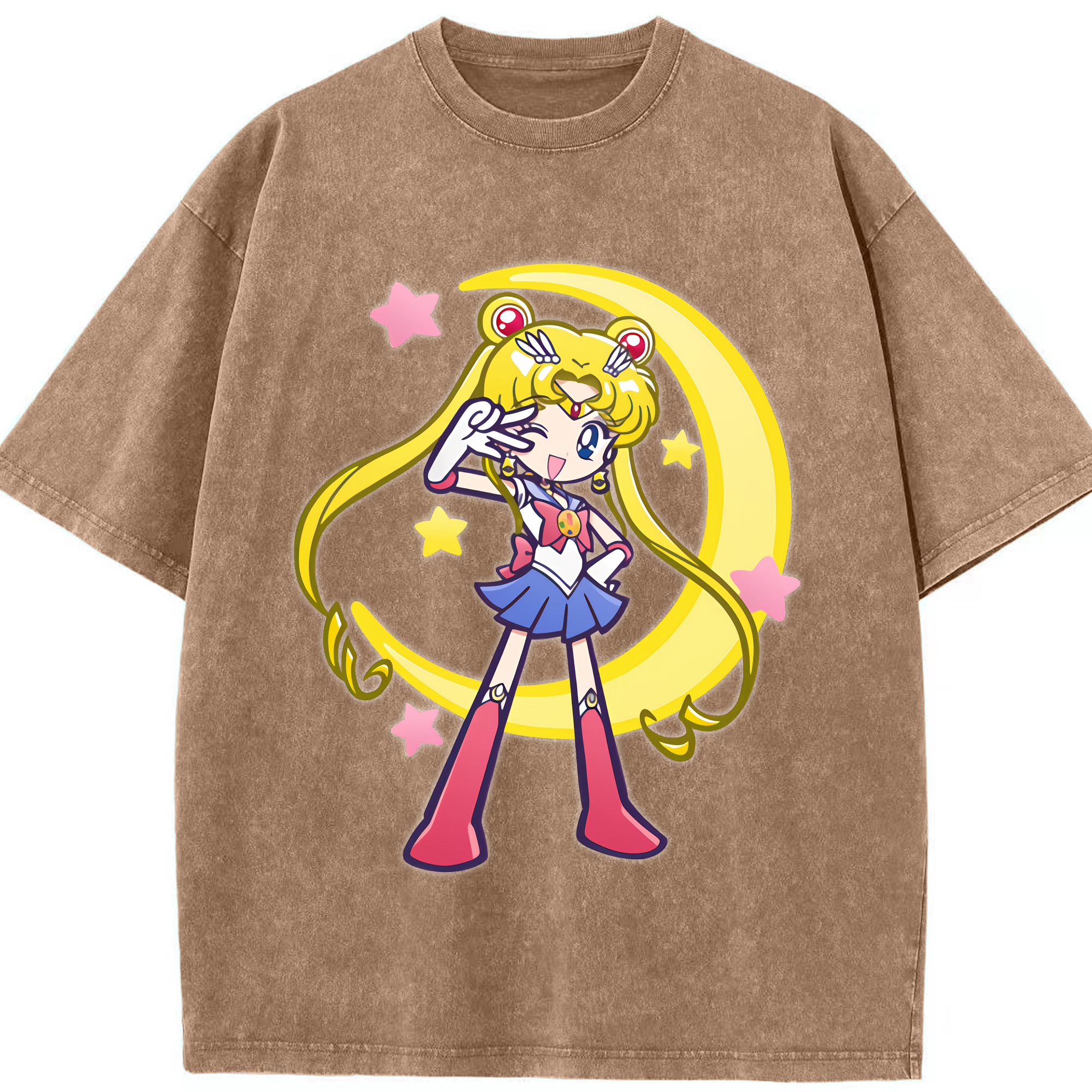 （画像用） 美少女戦士セーラームーン 月野 うさぎ つきの うさぎ Sailor Moon Tsukino Usagi 綿100% ヴィンテージ風 半袖Tシャツ（フロントプリント）