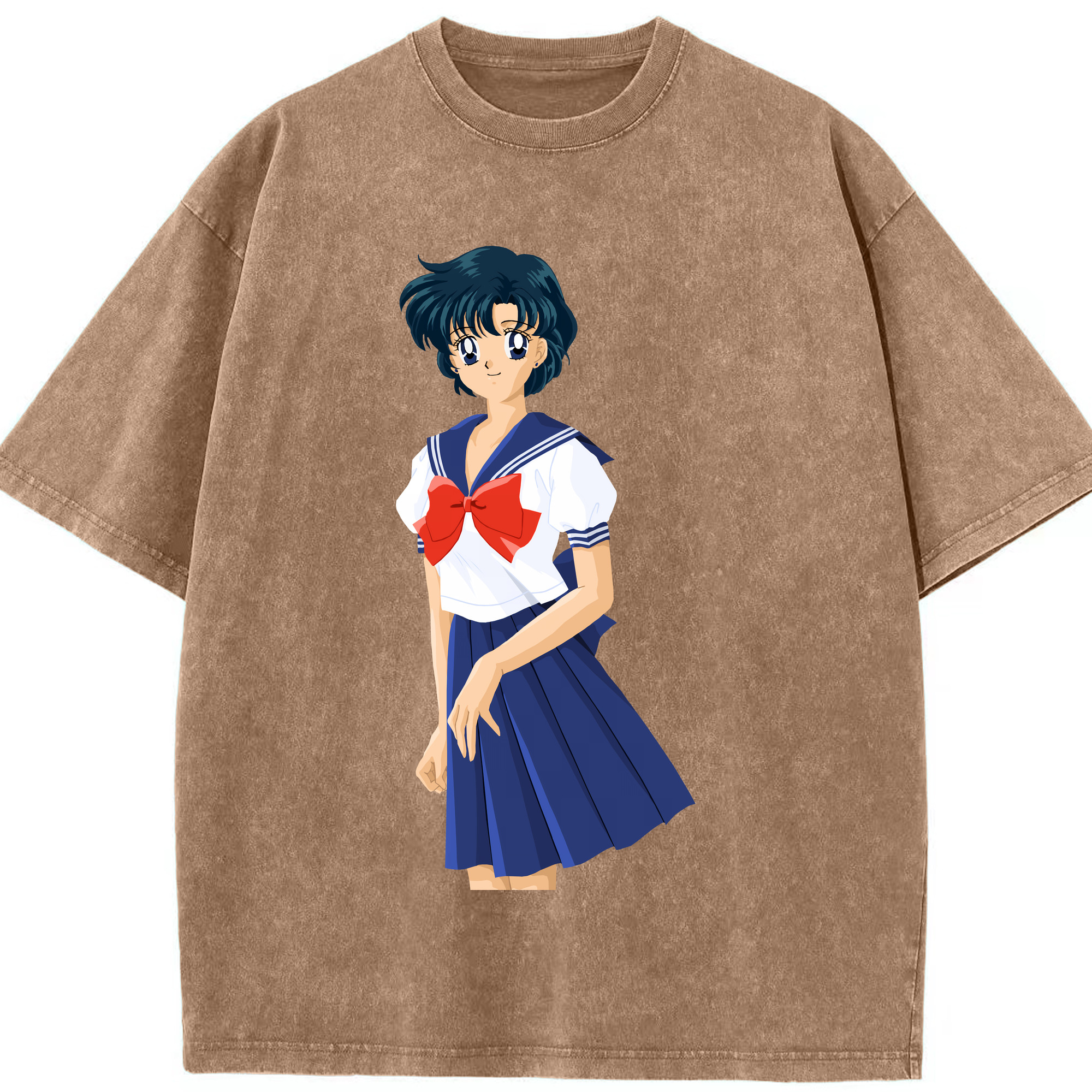 （画像用） 美少女戦士セーラームーン 水野 亜美 みずの あみ Sailor Moon Mizuno Ami 綿100% ヴィンテージ風 半袖Tシャツ（フロントプリント）