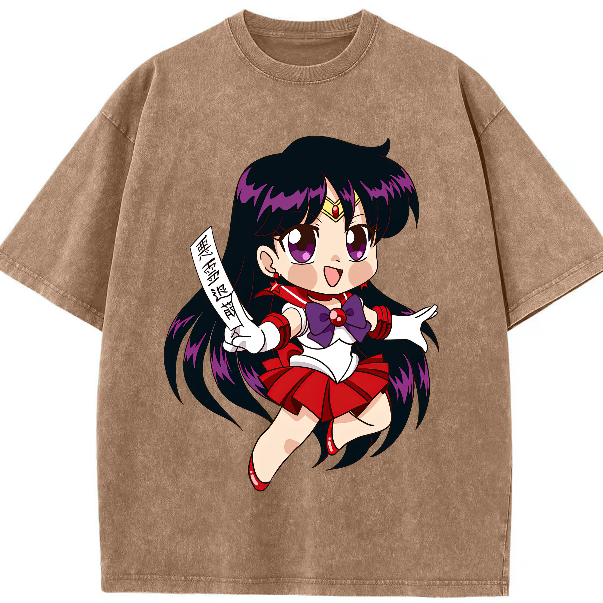 （画像用） 美少女戦士セーラームーン 火野レイ ひの レイ Sailor Moon Hino Rei （セーラーマーズ,Sailor Mars） 綿100% ヴィンテージ風 半袖Tシャツ（フロントプリント）