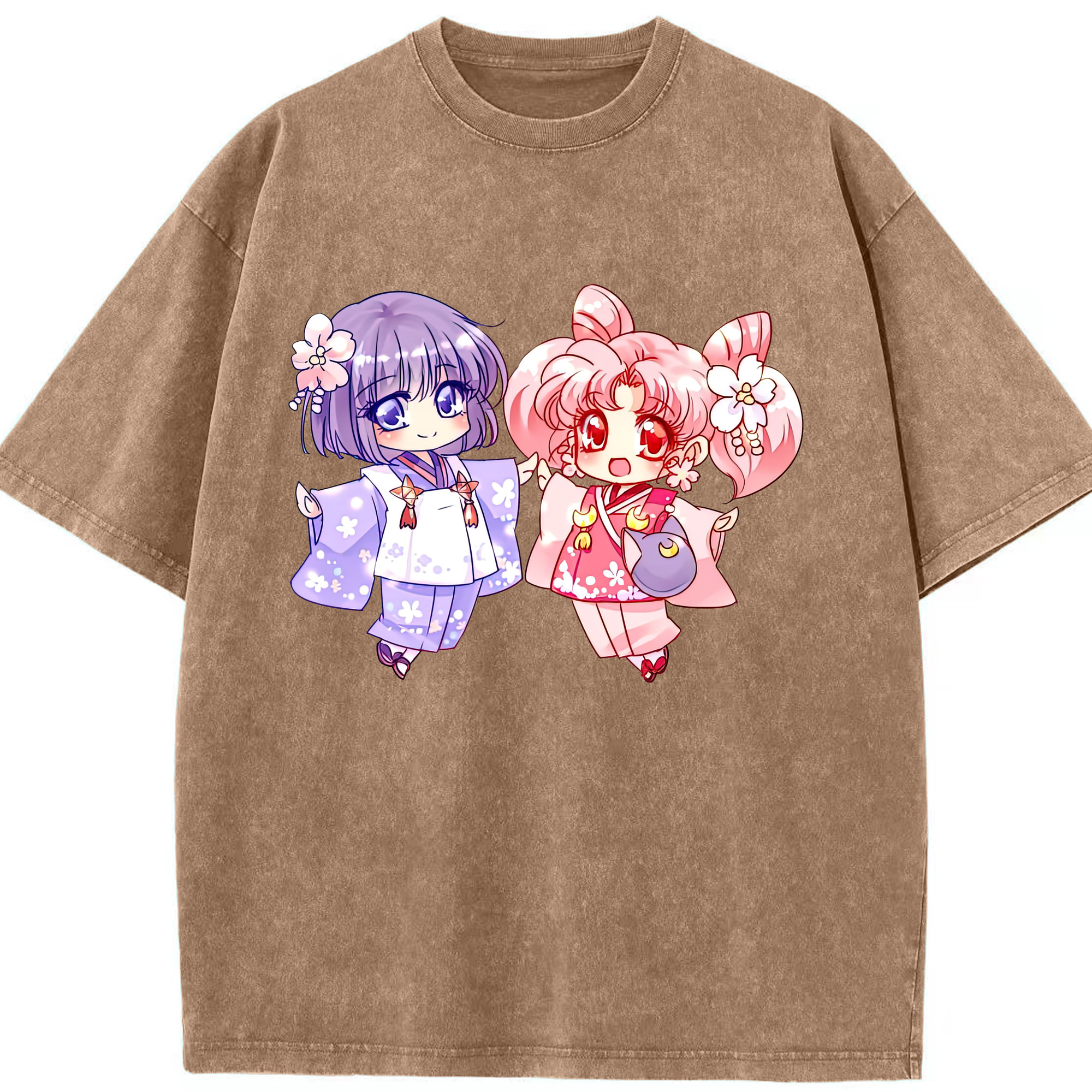 （画像用） 美少女戦士セーラームーン ちびうさ Sailor Moon Chibiusa Tsukino Usagi Small Lady Serenity 綿100% ヴィンテージ風 半袖Tシャツ（フロントプリント）