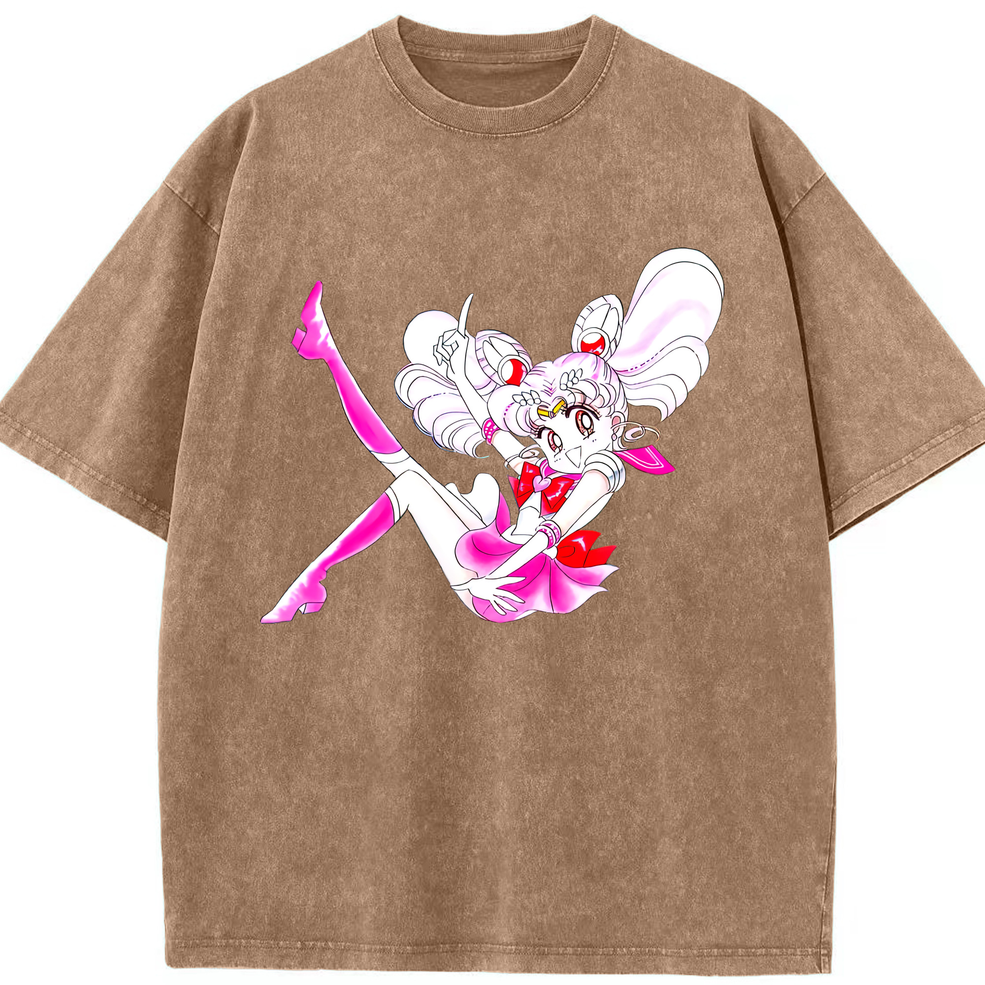 （画像用） 美少女戦士セーラームーン ちびうさ Sailor Moon Chibiusa Tsukino Usagi Small Lady Serenity 綿100% ヴィンテージ風 半袖Tシャツ（フロントプリント）