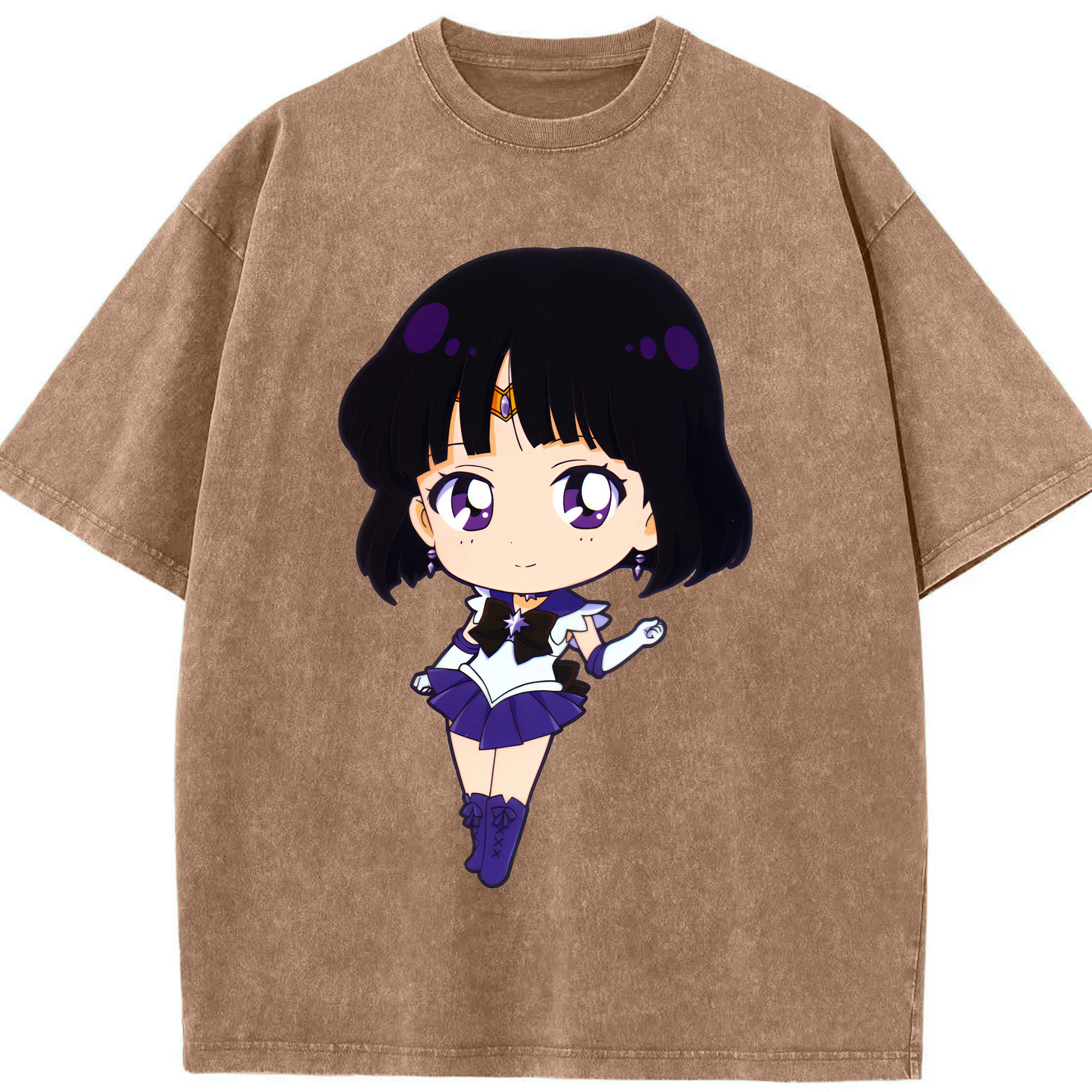 （画像用） 美少女戦士セーラームーン 土萠ほたる Sailor Moon Tomoe Hotaru （セーラーサターン；Sailor Saturn） 綿100% ヴィンテージ風 半袖Tシャツ（フロントプリント）