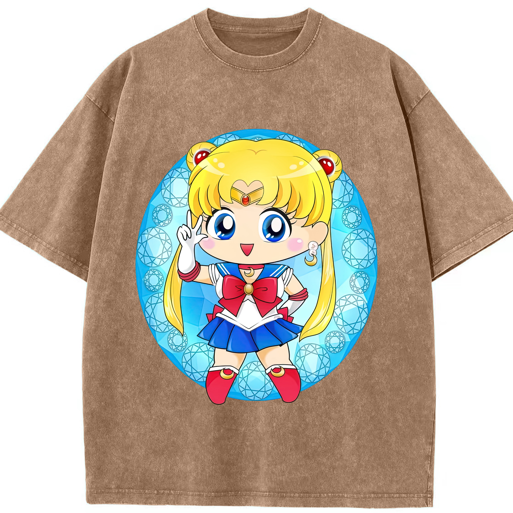 （画像用） 美少女戦士セーラームーン 月野 うさぎ つきの うさぎ Sailor Moon Tsukino Usagi 綿100% ヴィンテージ風 半袖Tシャツ（フロントプリント）