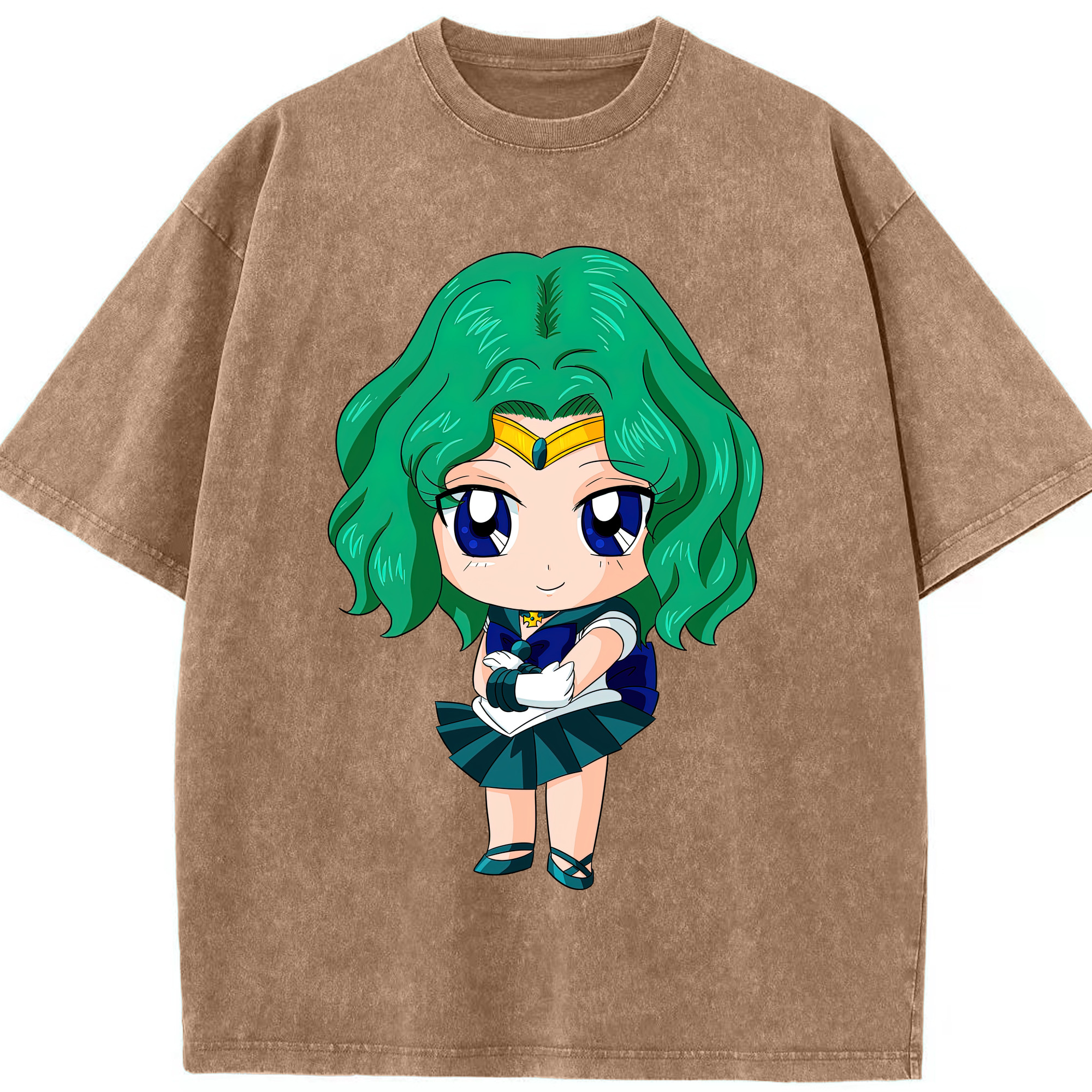 （画像用） 美少女戦士セーラームーン 海王 みちる（かいおう みちる） Sailor Moon Kaiou Michiru 綿100% ヴィンテージ風 半袖Tシャツ（フロントプリント）