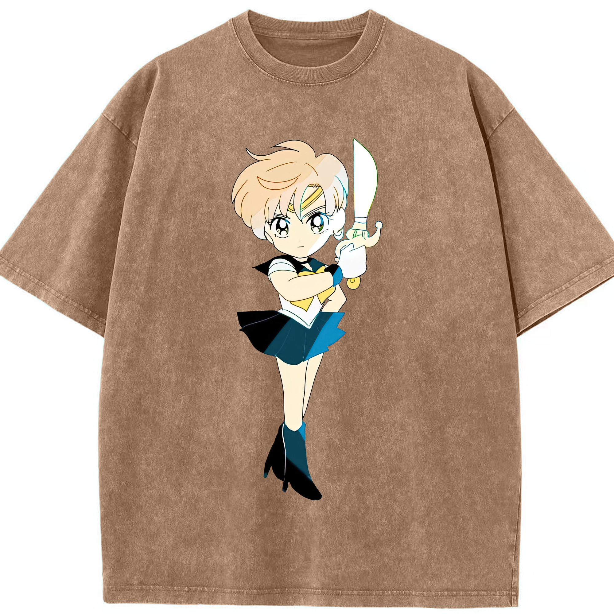 （画像用） 美少女戦士セーラームーン 天王はるか Sailor Moon Tenoh Haruka 綿100% ヴィンテージ風 半袖Tシャツ（フロントプリント）