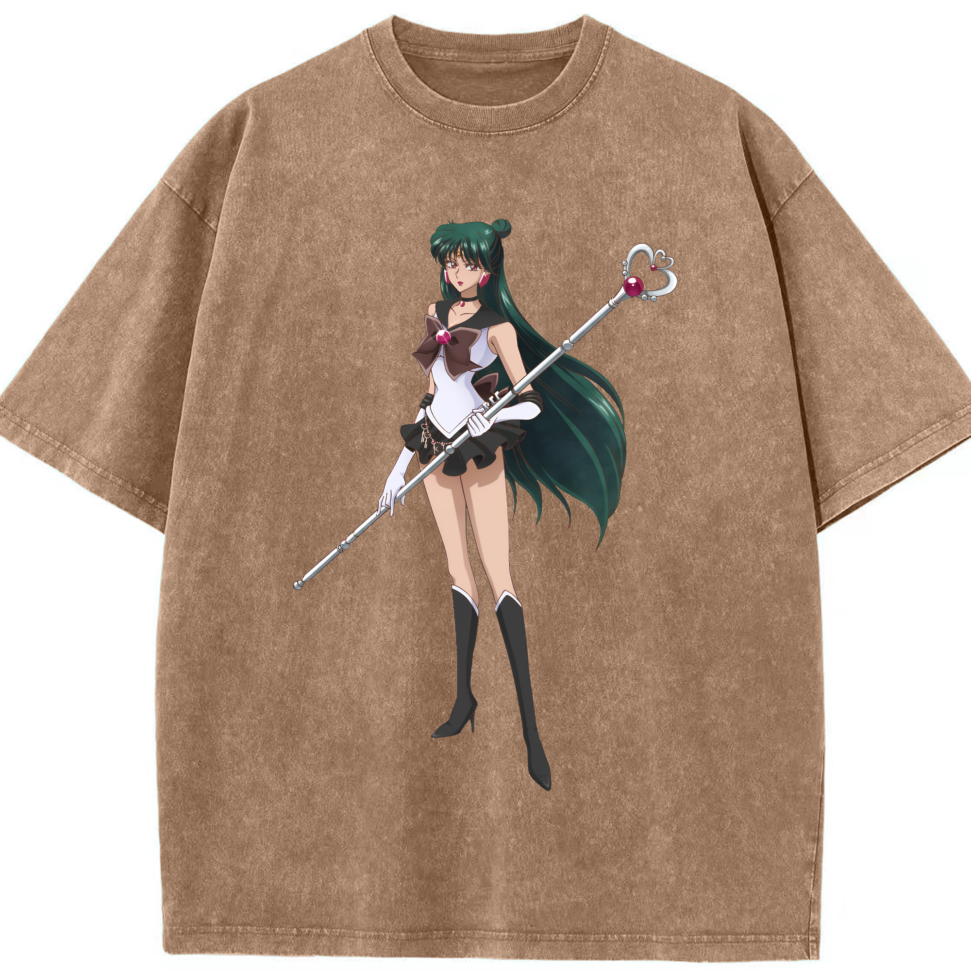 （画像用） 美少女戦士セーラームーン 冥王せつな Sailor Moon Meiou Setsuna 綿100% ヴィンテージ風 半袖Tシャツ（フロントプリント）
