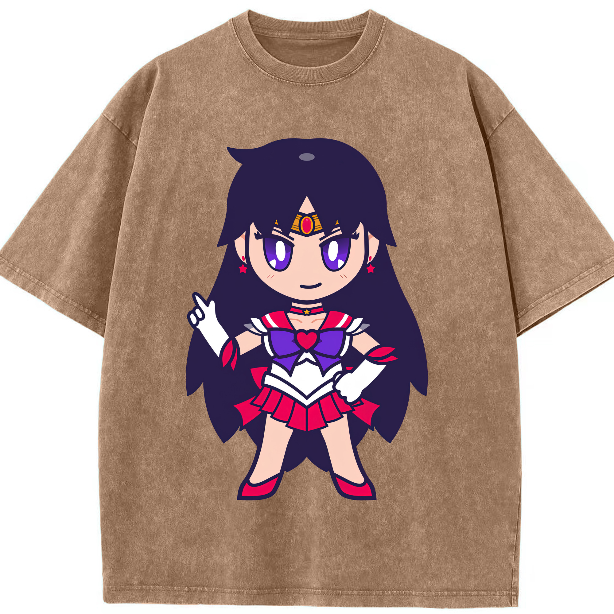 （画像用） 美少女戦士セーラームーン 火野レイ ひの レイ Sailor Moon Hino Rei （セーラーマーズ,Sailor Mars） 綿100% ヴィンテージ風 半袖Tシャツ（フロントプリント）