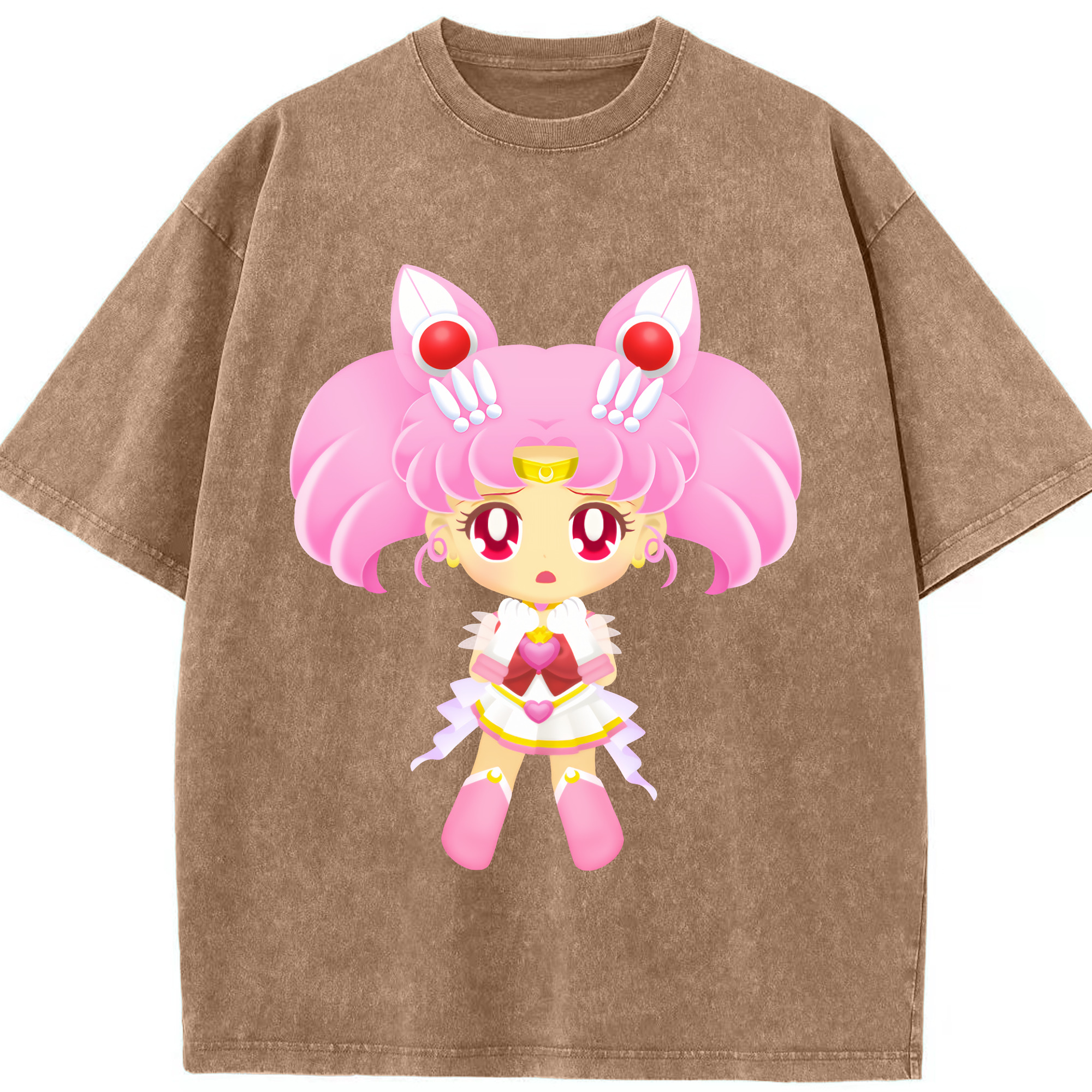 （画像用） 美少女戦士セーラームーン ちびうさ Sailor Moon Chibiusa Tsukino Usagi Small Lady Serenity 綿100% ヴィンテージ風 半袖Tシャツ（フロントプリント）
