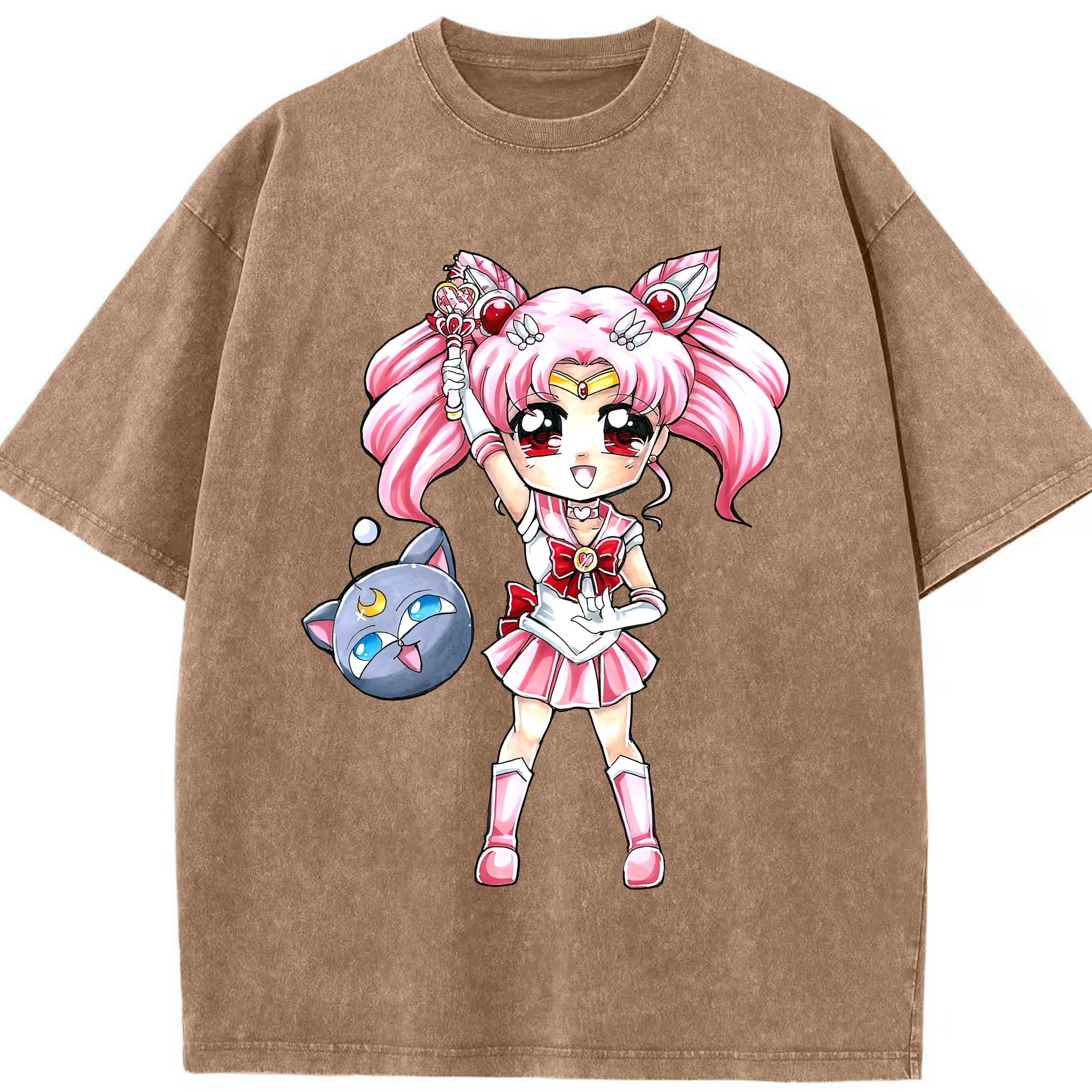 （画像用） 美少女戦士セーラームーン ちびうさ Sailor Moon Chibiusa Tsukino Usagi Small Lady Serenity 綿100% ヴィンテージ風 半袖Tシャツ（フロントプリント）