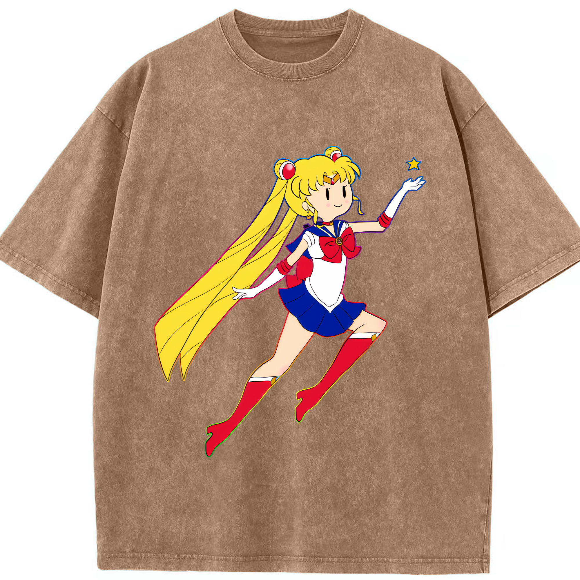 （画像用） 美少女戦士セーラームーン 月野 うさぎ つきの うさぎ Sailor Moon Tsukino Usagi 綿100% ヴィンテージ風 半袖Tシャツ（フロントプリント）