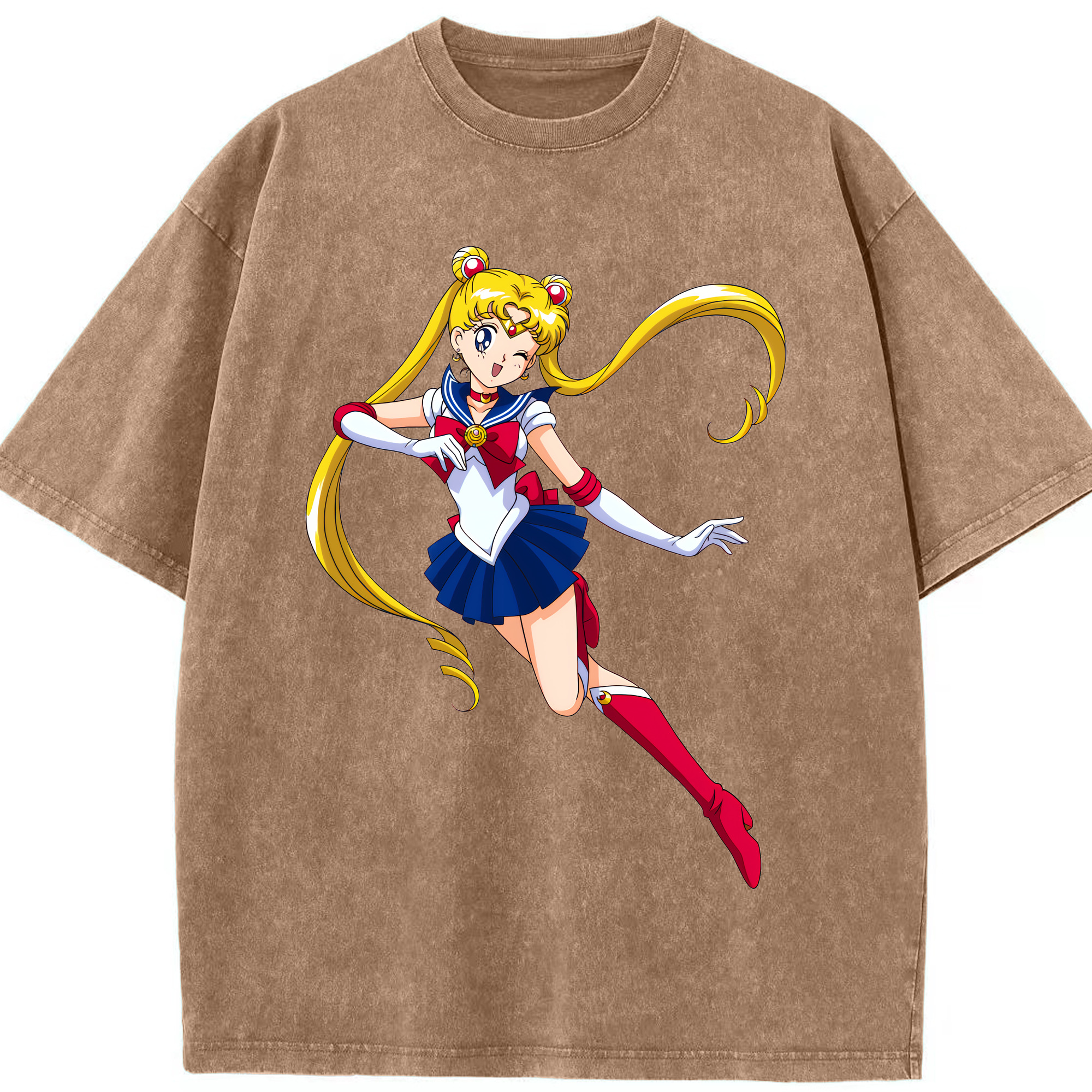 （画像用） 美少女戦士セーラームーン 月野 うさぎ つきの うさぎ Sailor Moon Tsukino Usagi 綿100% ヴィンテージ風 半袖Tシャツ（フロントプリント）
