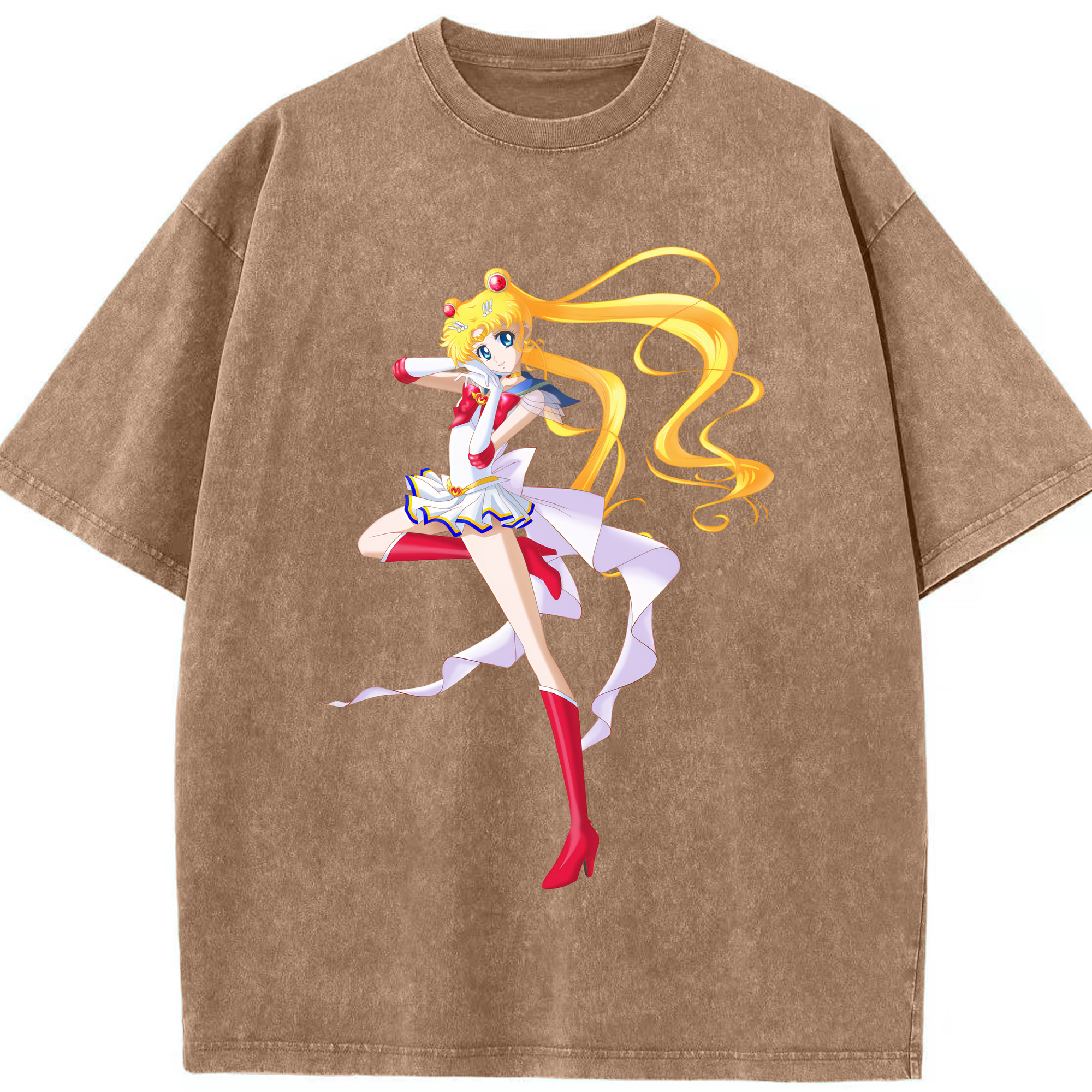 （画像用） 美少女戦士セーラームーン 月野 うさぎ つきの うさぎ Sailor Moon Tsukino Usagi 綿100% ヴィンテージ風 半袖Tシャツ（フロントプリント）