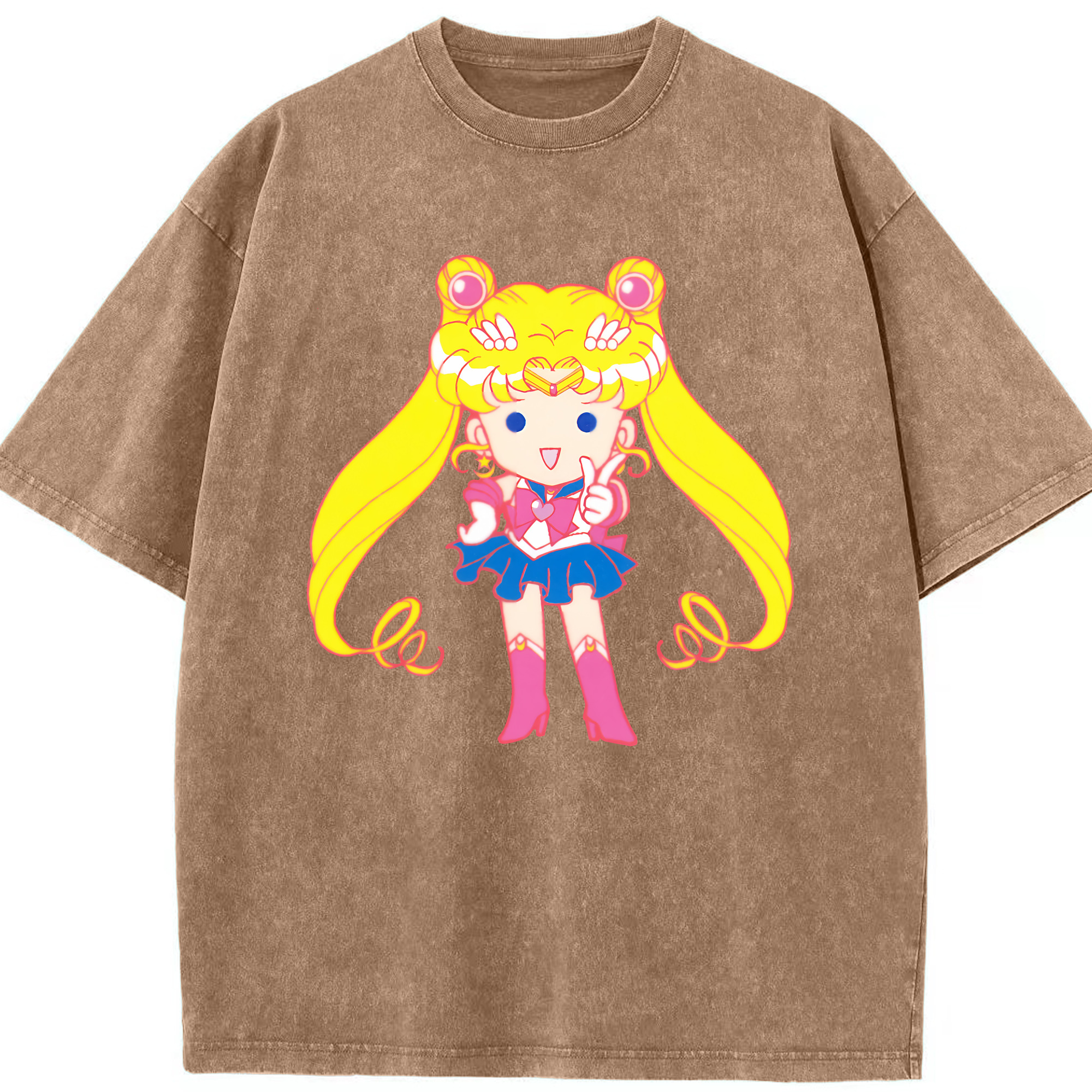 （画像用） 美少女戦士セーラームーン 月野 うさぎ つきの うさぎ Sailor Moon Tsukino Usagi 綿100% ヴィンテージ風 半袖Tシャツ（フロントプリント）