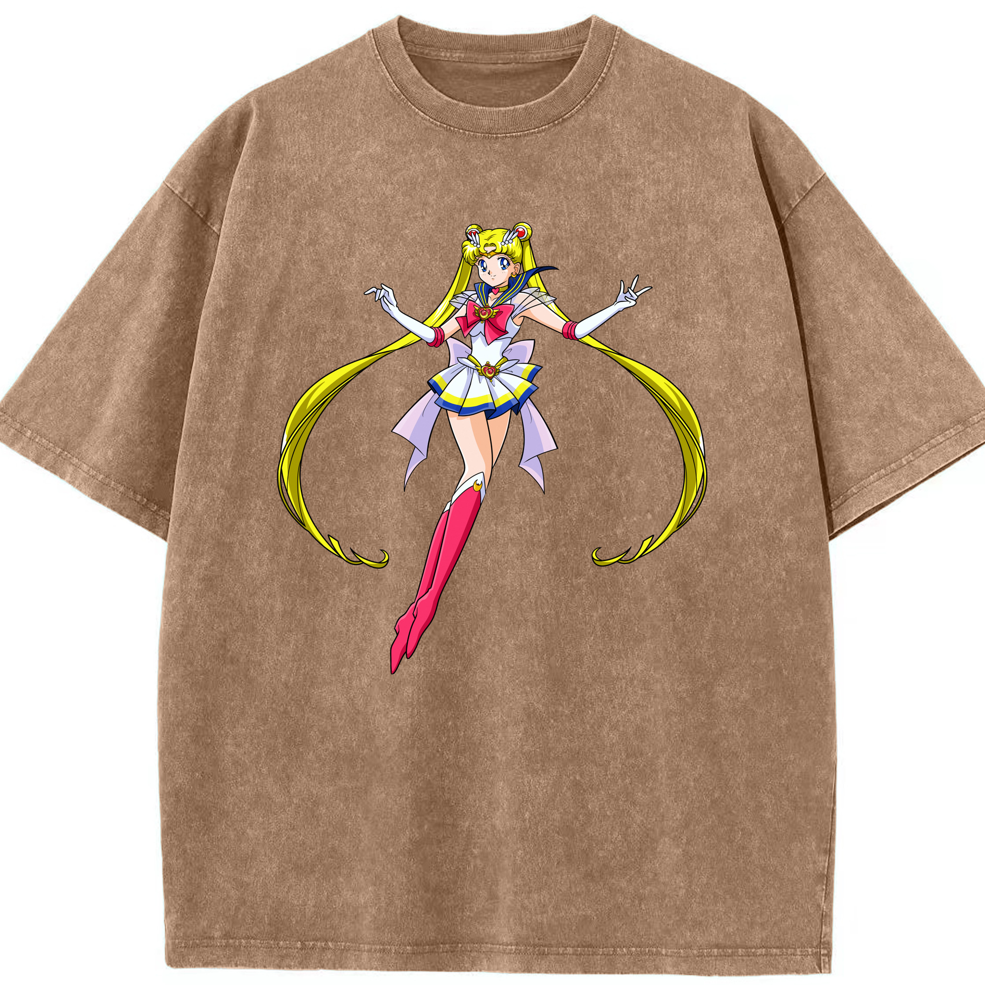 （画像用） 美少女戦士セーラームーン 月野 うさぎ つきの うさぎ Sailor Moon Tsukino Usagi 綿100% ヴィンテージ風 半袖Tシャツ（フロントプリント）