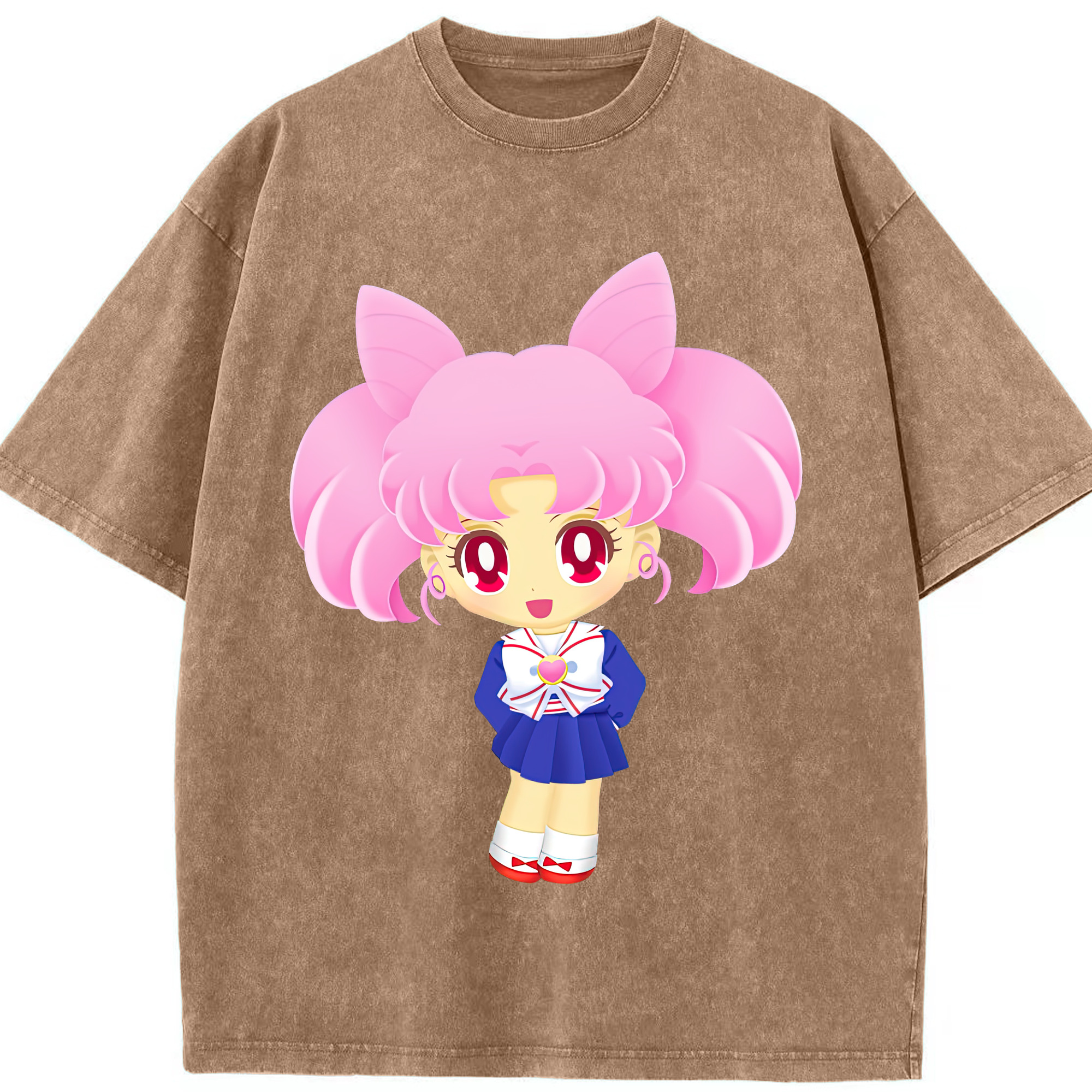 （画像用） 美少女戦士セーラームーン ちびうさ Sailor Moon Chibiusa Tsukino Usagi Small Lady Serenity 綿100% ヴィンテージ風 半袖Tシャツ（フロントプリント）