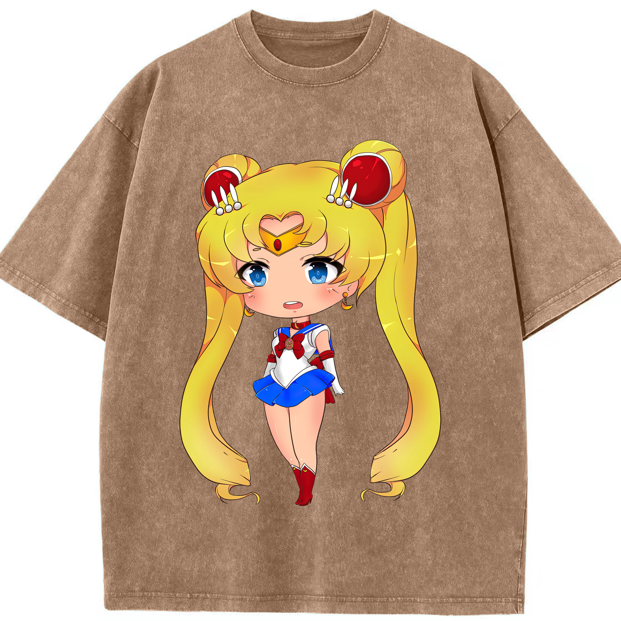 （画像用） 美少女戦士セーラームーン 月野 うさぎ つきの うさぎ Sailor Moon Tsukino Usagi 綿100% ヴィンテージ風 半袖Tシャツ（フロントプリント）
