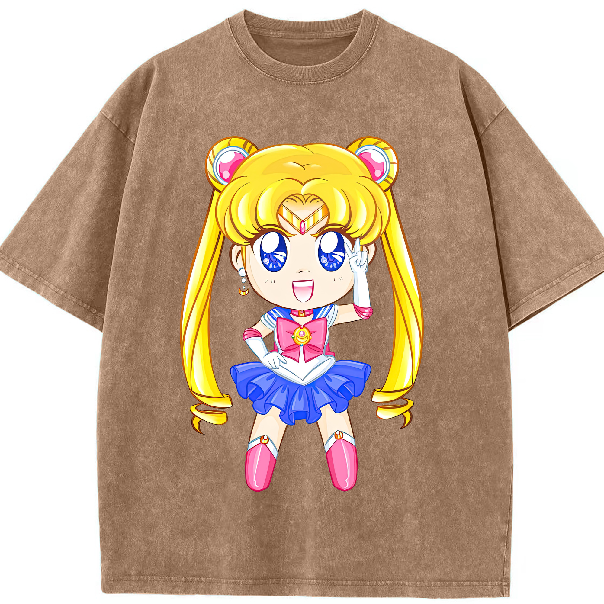 （画像用） 美少女戦士セーラームーン 月野 うさぎ つきの うさぎ Sailor Moon Tsukino Usagi 綿100% ヴィンテージ風 半袖Tシャツ（フロントプリント）