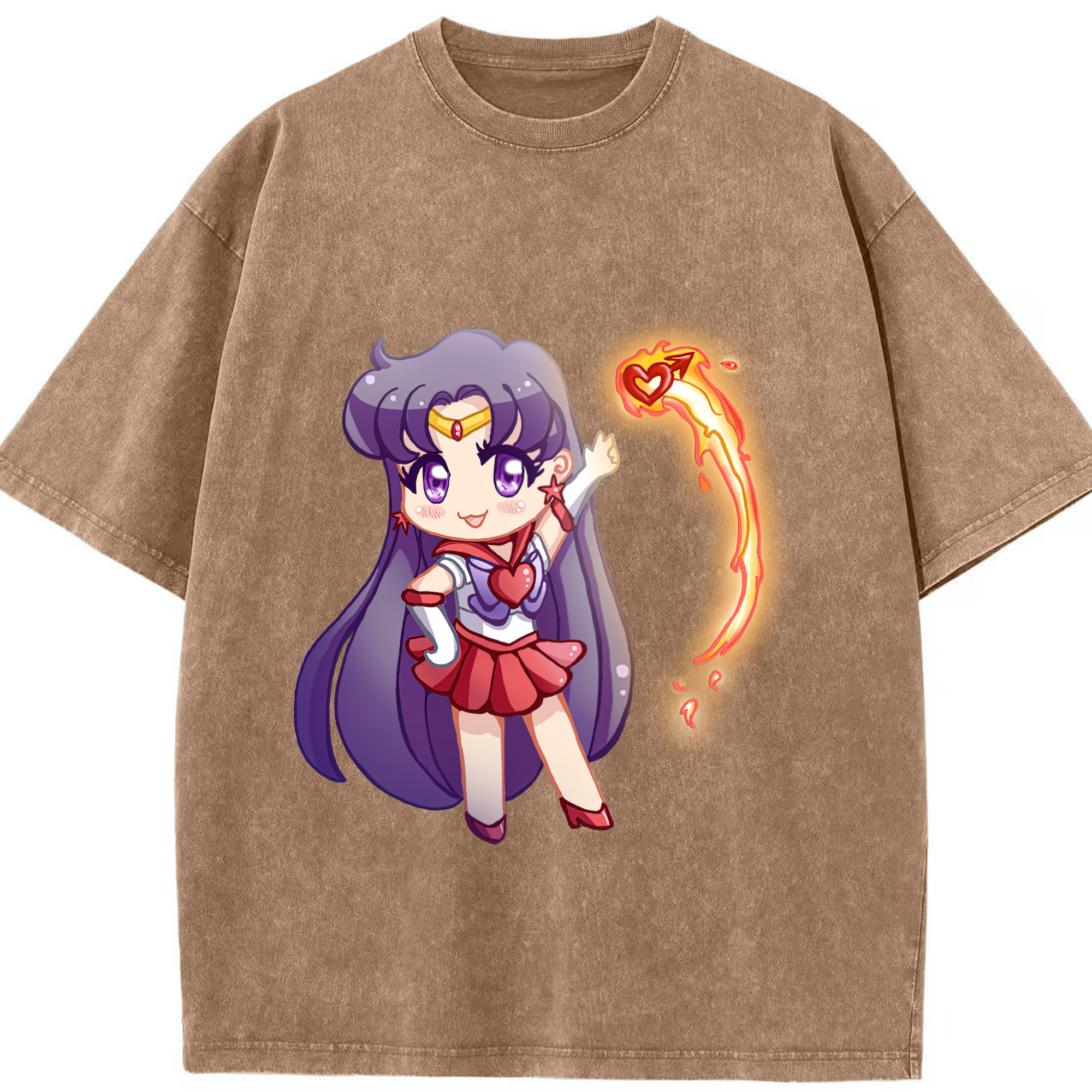 （画像用） 美少女戦士セーラームーン 火野レイ ひの レイ Sailor Moon Hino Rei （セーラーマーズ,Sailor Mars） 綿100% ヴィンテージ風 半袖Tシャツ（フロントプリント）