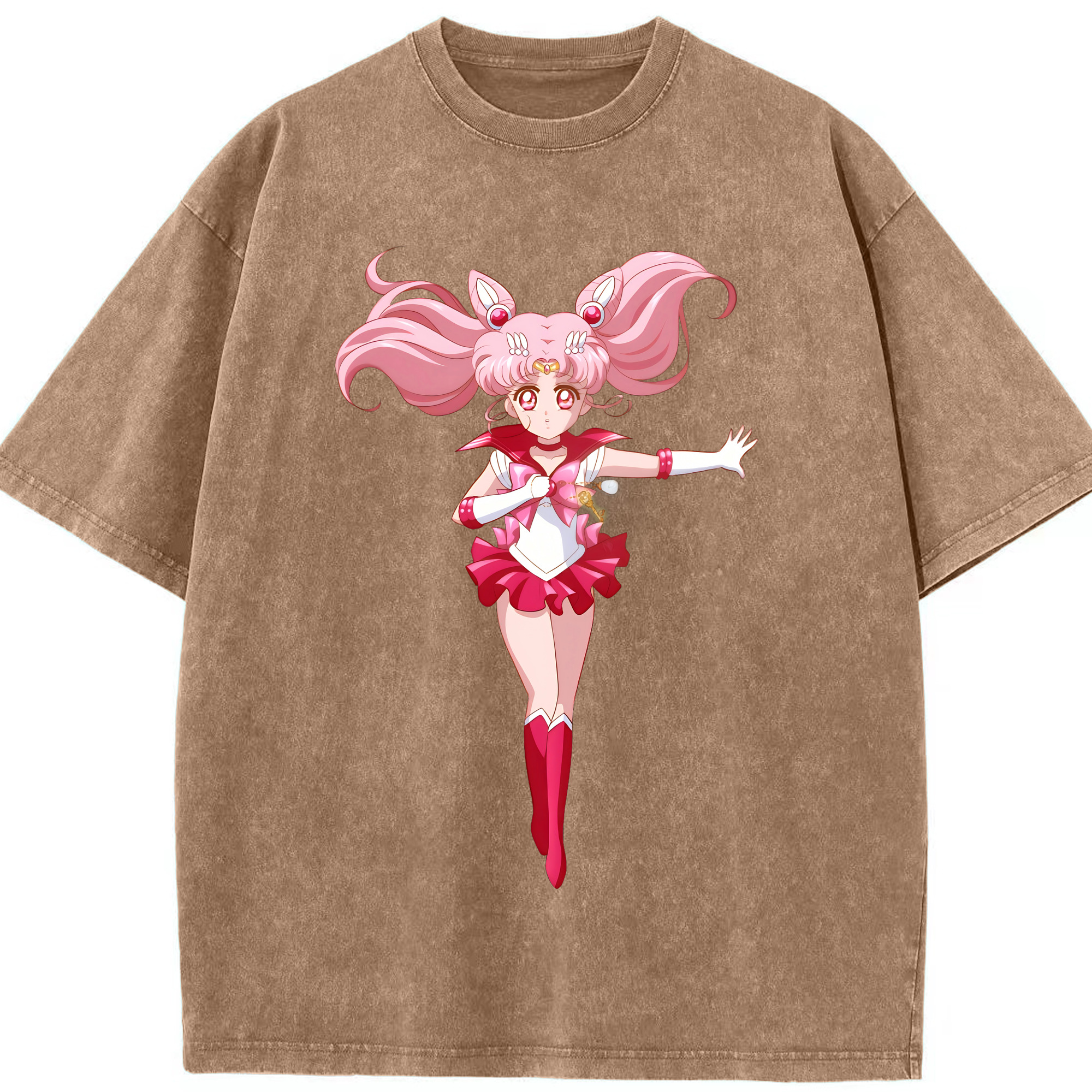 （画像用） 美少女戦士セーラームーン ちびうさ Sailor Moon Chibiusa Tsukino Usagi Small Lady Serenity 綿100% ヴィンテージ風 半袖Tシャツ（フロントプリント）