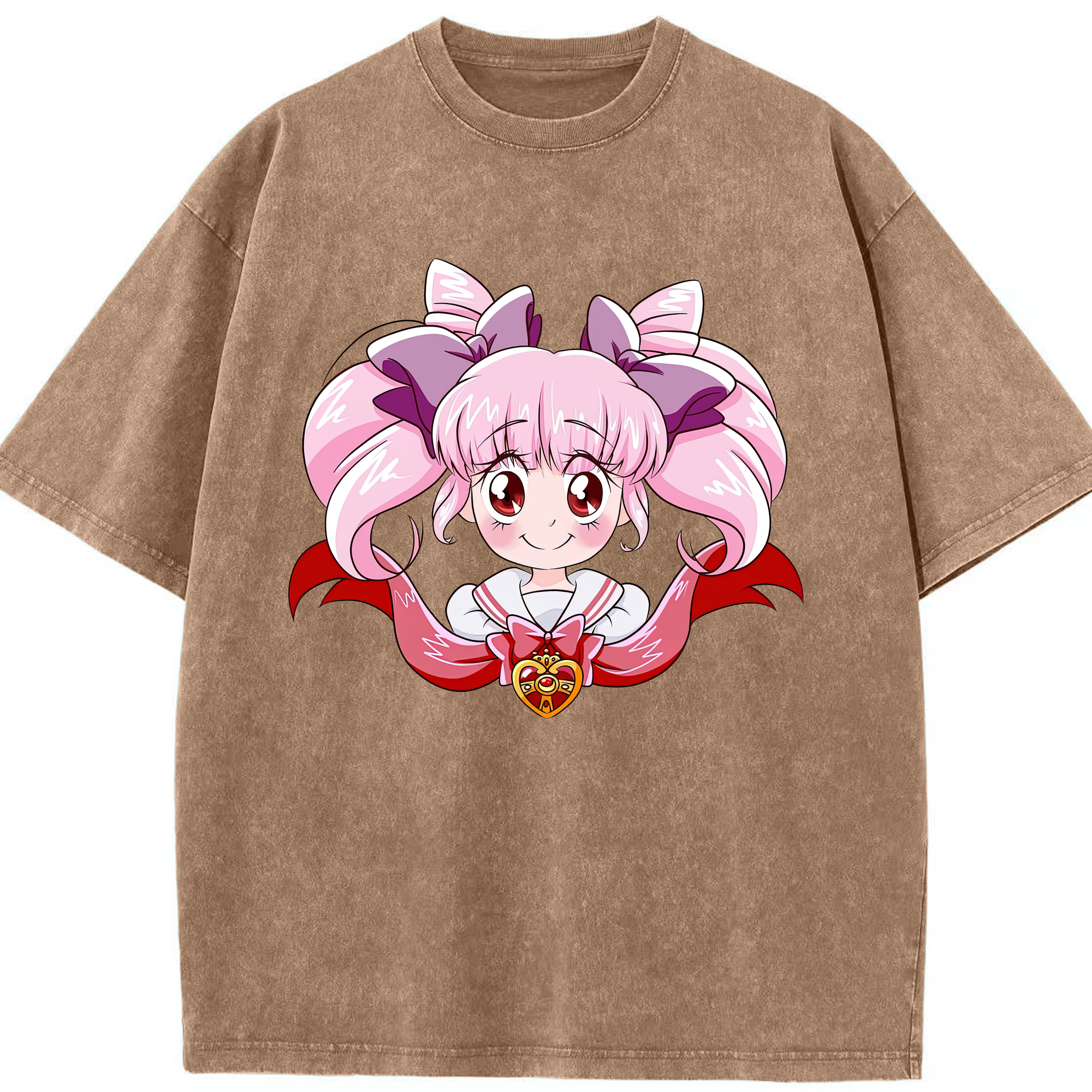 （画像用） 美少女戦士セーラームーン ちびうさ Sailor Moon Chibiusa Tsukino Usagi Small Lady Serenity 綿100% ヴィンテージ風 半袖Tシャツ（フロントプリント）