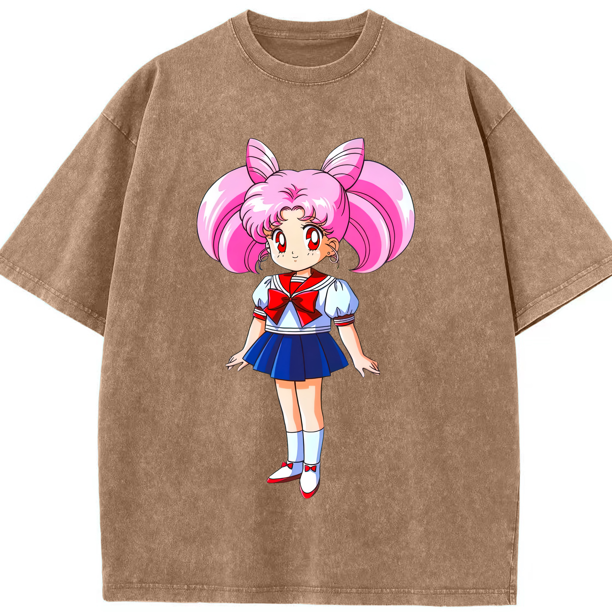 （画像用） 美少女戦士セーラームーン ちびうさ Sailor Moon Chibiusa Tsukino Usagi Small Lady Serenity 綿100% ヴィンテージ風 半袖Tシャツ（フロントプリント）