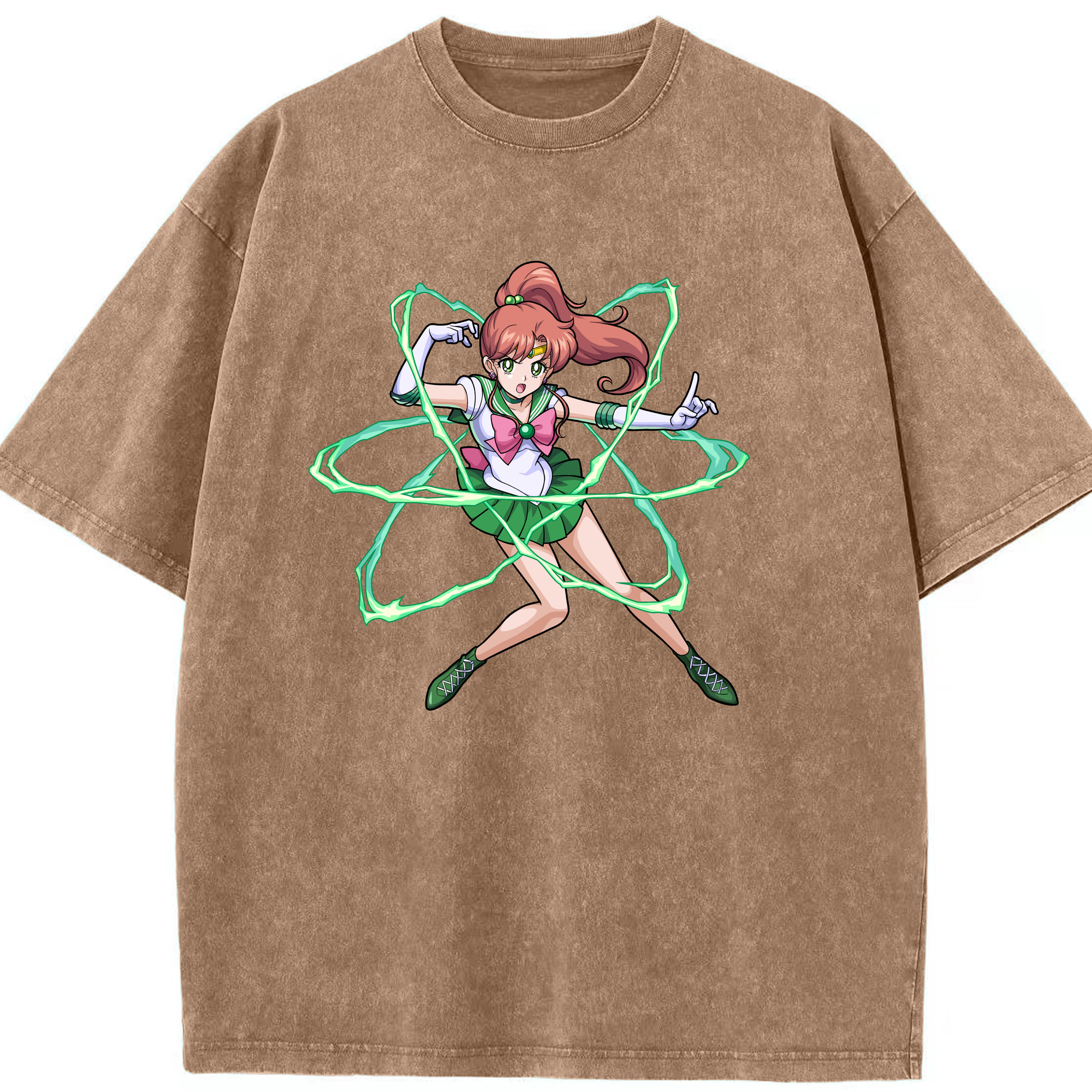 （画像用） 美少女戦士セーラームーン 木野 まこと きの まこと Sailor Moon Kino Makoto （セーラージュピター；Sailor Jupiter） 綿100% ヴィンテージ風 半袖Tシャツ（フロントプリント）