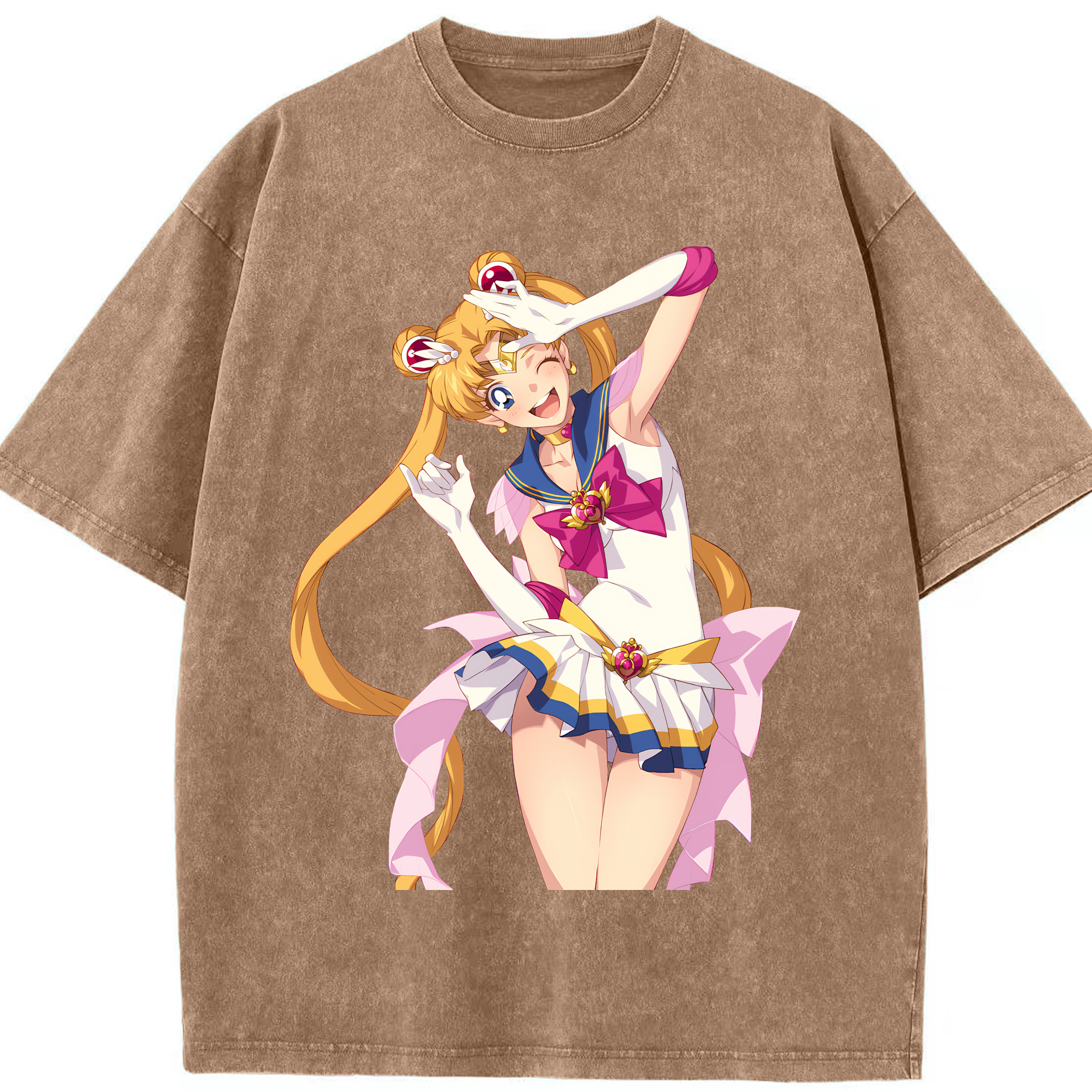 （画像用） 美少女戦士セーラームーン 月野 うさぎ つきの うさぎ Sailor Moon Tsukino Usagi 綿100% ヴィンテージ風 半袖Tシャツ（フロントプリント）