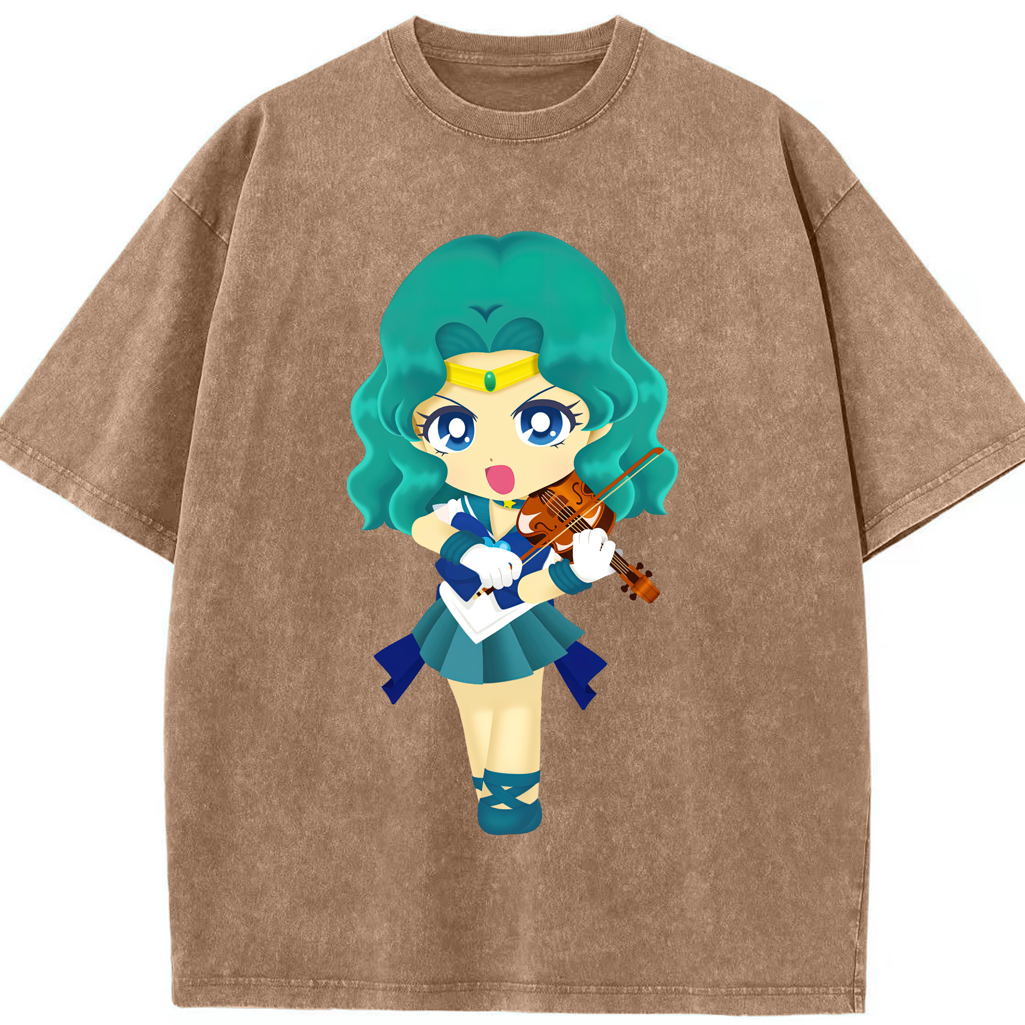 （画像用） 美少女戦士セーラームーン 海王 みちる（かいおう みちる） Sailor Moon Kaiou Michiru 綿100% ヴィンテージ風 半袖Tシャツ（フロントプリント）