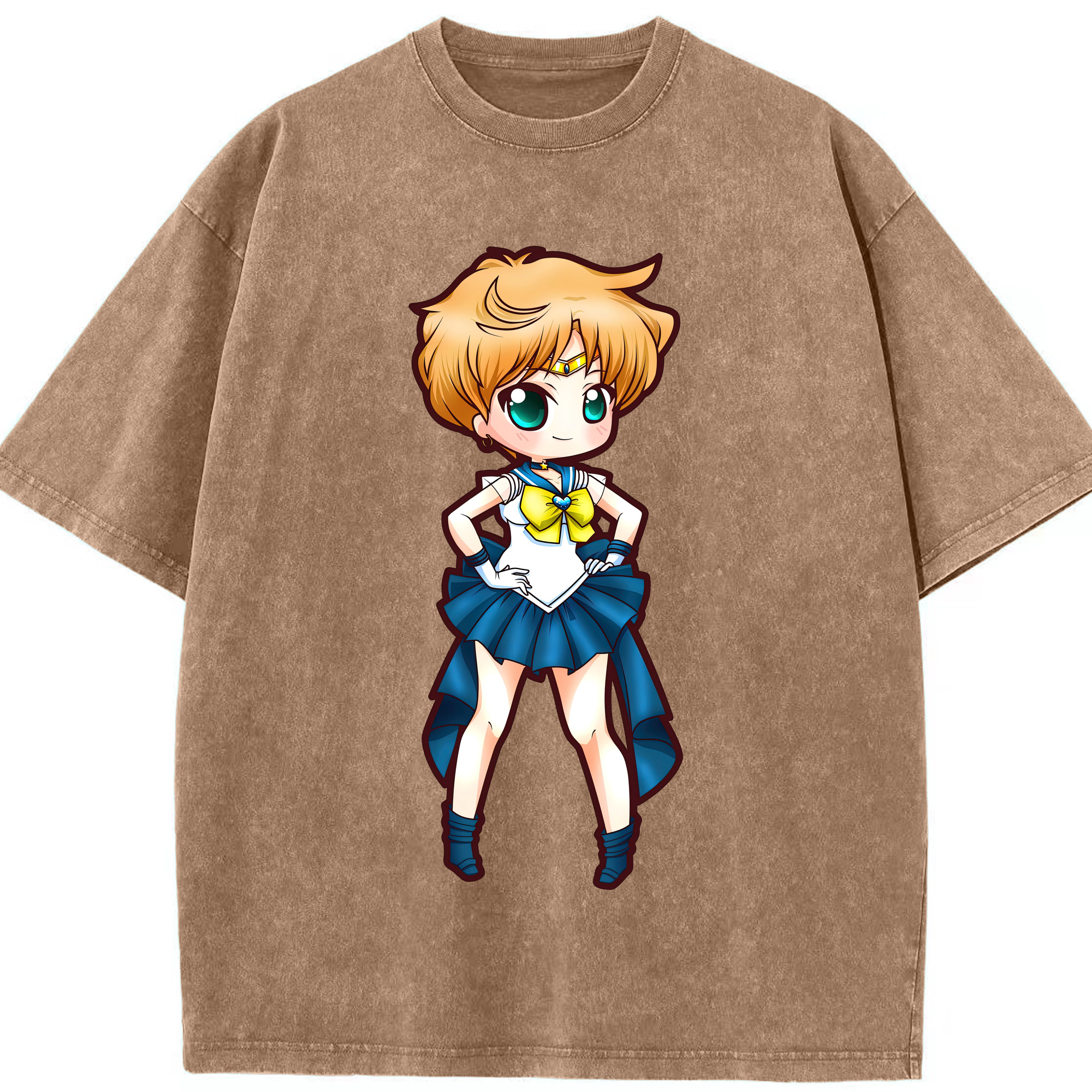 （画像用） 美少女戦士セーラームーン 天王はるか Sailor Moon Tenoh Haruka 綿100% ヴィンテージ風 半袖Tシャツ（フロントプリント）