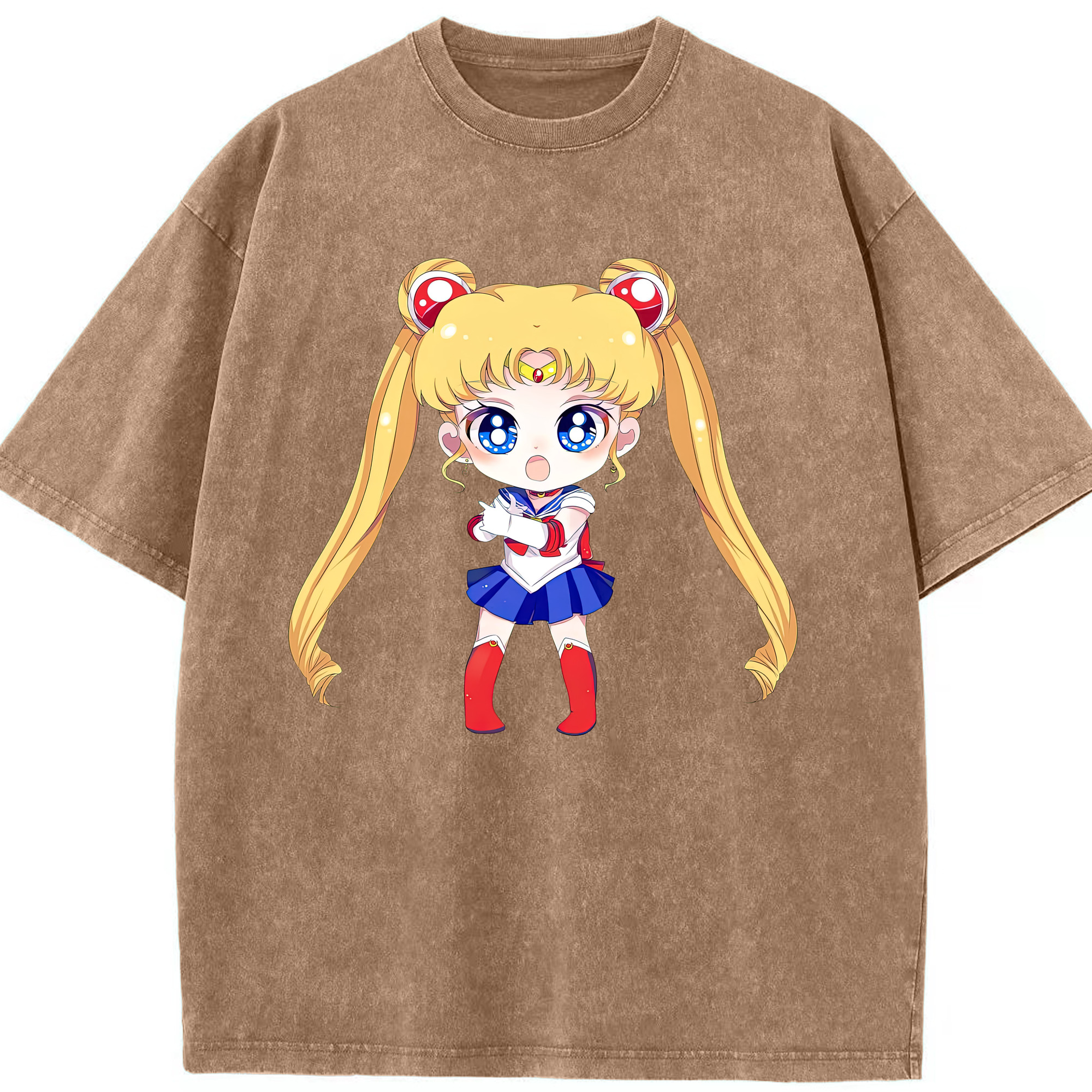 （画像用） 美少女戦士セーラームーン 月野 うさぎ つきの うさぎ Sailor Moon Tsukino Usagi 綿100% ヴィンテージ風 半袖Tシャツ（フロントプリント）