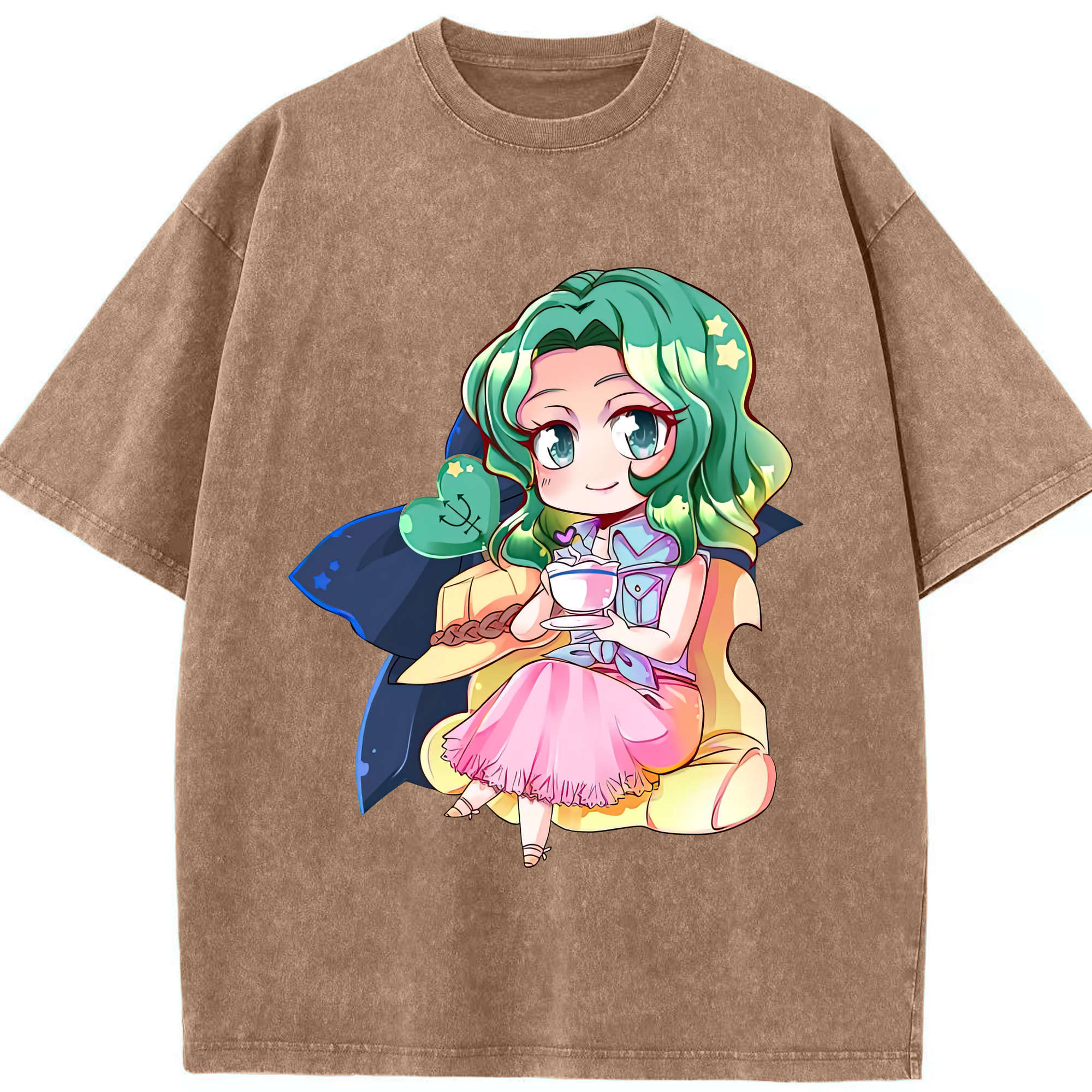 （画像用） 美少女戦士セーラームーン 海王 みちる（かいおう みちる） Sailor Moon Kaiou Michiru 綿100% ヴィンテージ風 半袖Tシャツ（フロントプリント）