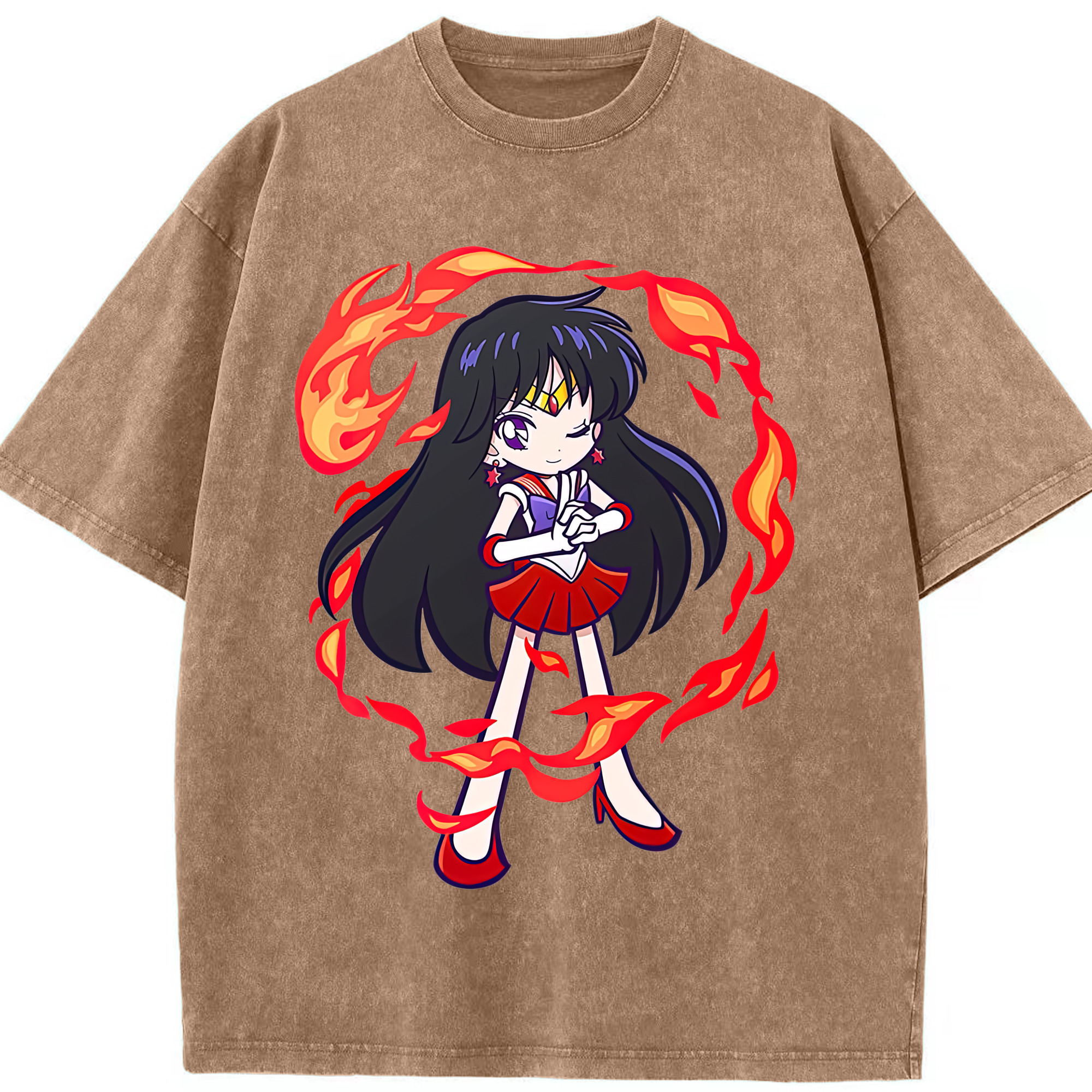 （画像用） 美少女戦士セーラームーン 火野レイ ひの レイ Sailor Moon Hino Rei （セーラーマーズ,Sailor Mars） 綿100% ヴィンテージ風 半袖Tシャツ（フロントプリント）
