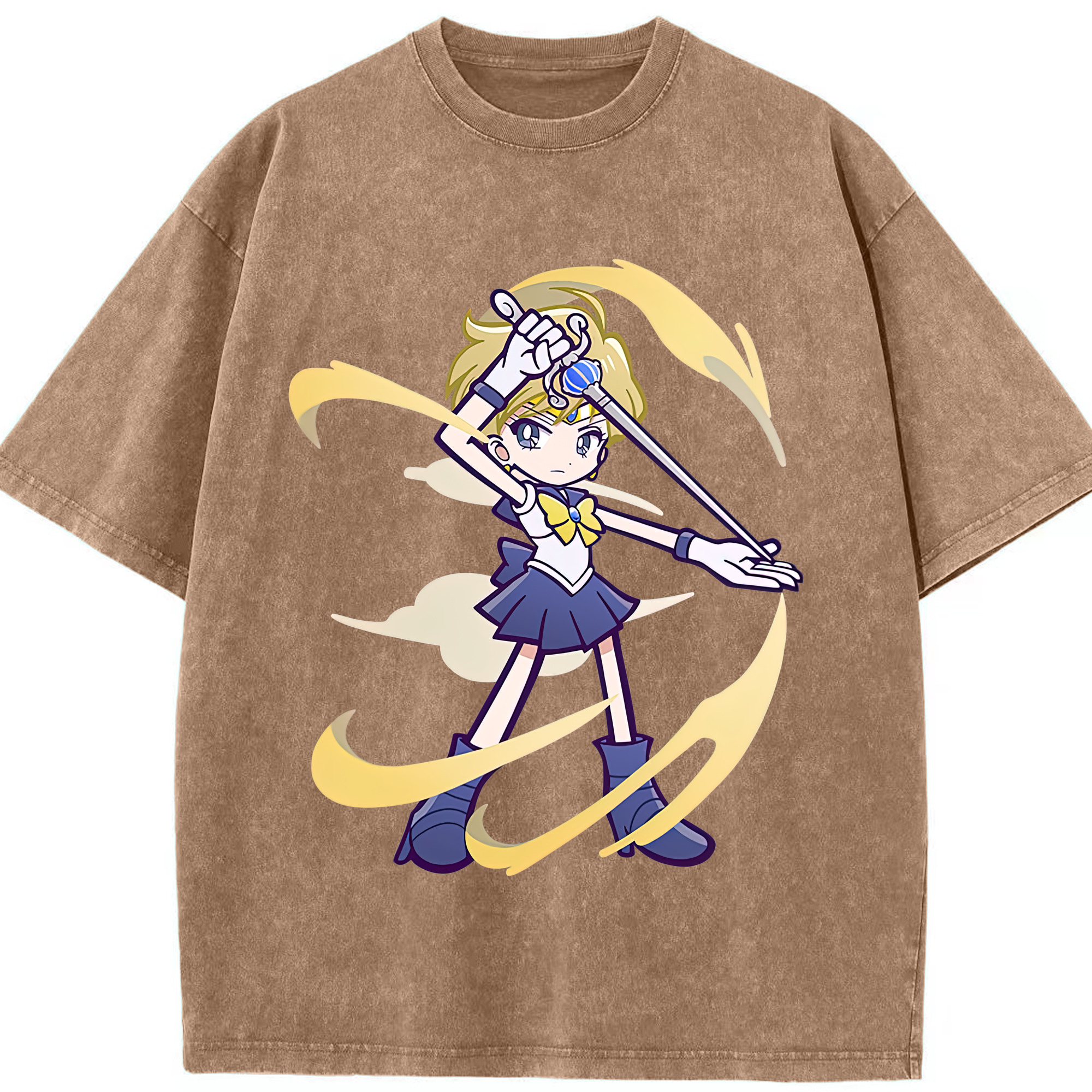（画像用） 美少女戦士セーラームーン 天王はるか Sailor Moon Tenoh Haruka 綿100% ヴィンテージ風 半袖Tシャツ（フロントプリント）