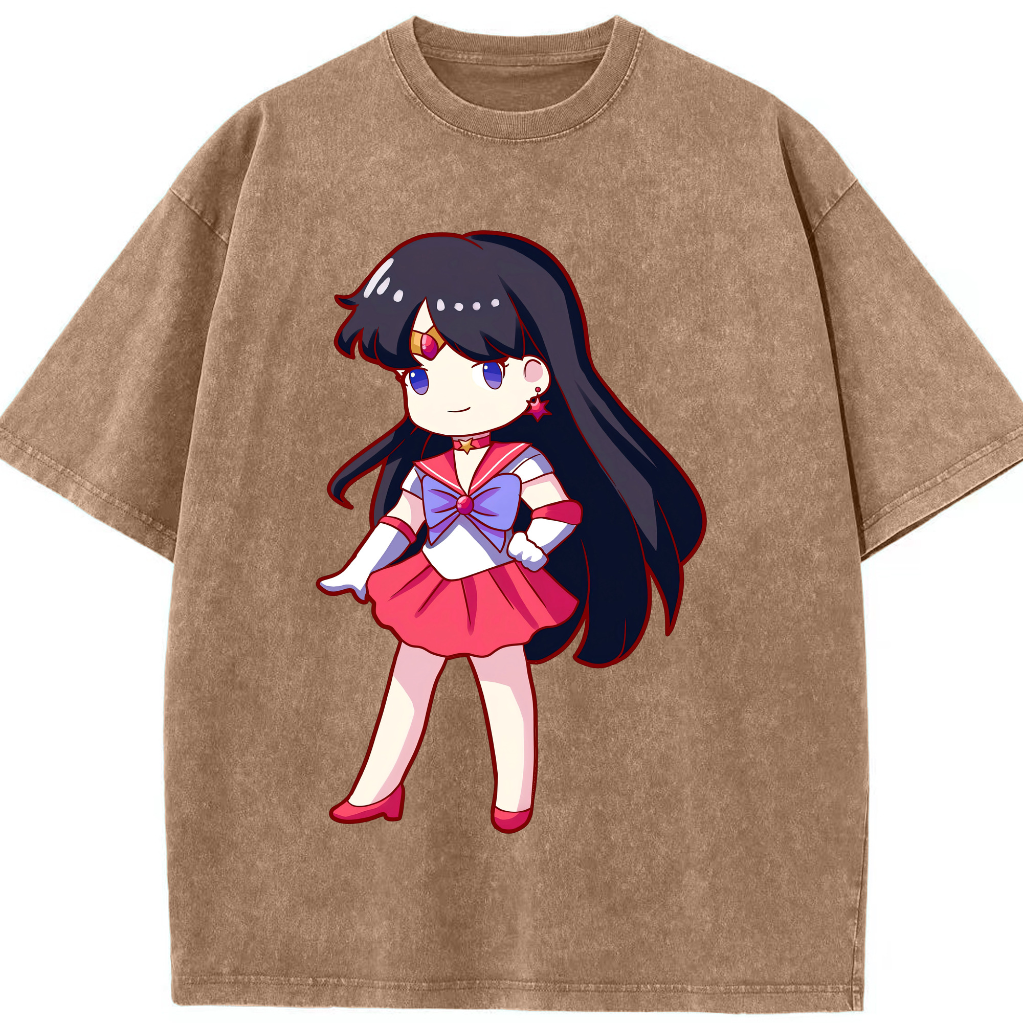 （画像用） 美少女戦士セーラームーン 火野レイ ひの レイ Sailor Moon Hino Rei （セーラーマーズ,Sailor Mars） 綿100% ヴィンテージ風 半袖Tシャツ（フロントプリント）