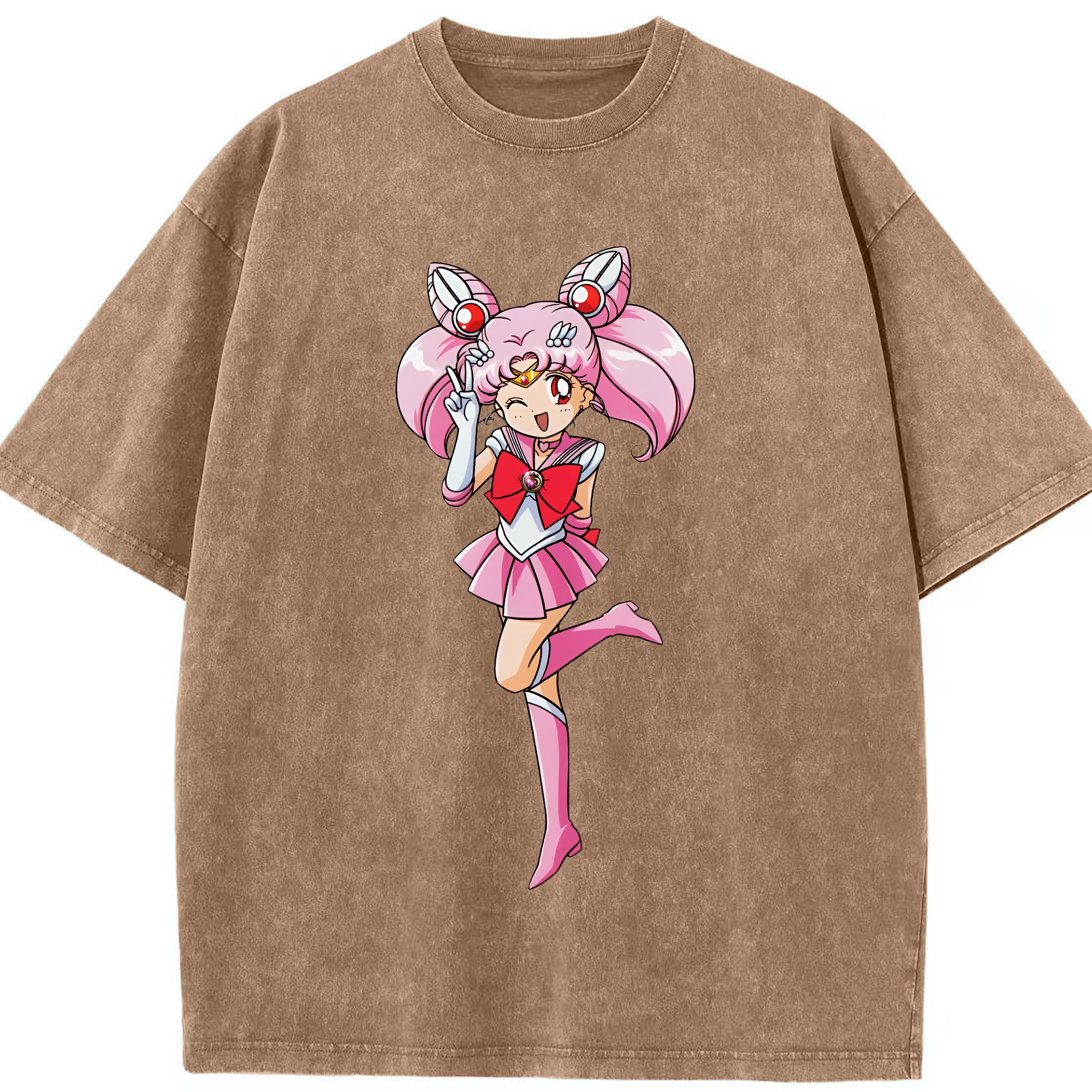（画像用） 美少女戦士セーラームーン ちびうさ Sailor Moon Chibiusa Tsukino Usagi Small Lady Serenity 綿100% ヴィンテージ風 半袖Tシャツ（フロントプリント）