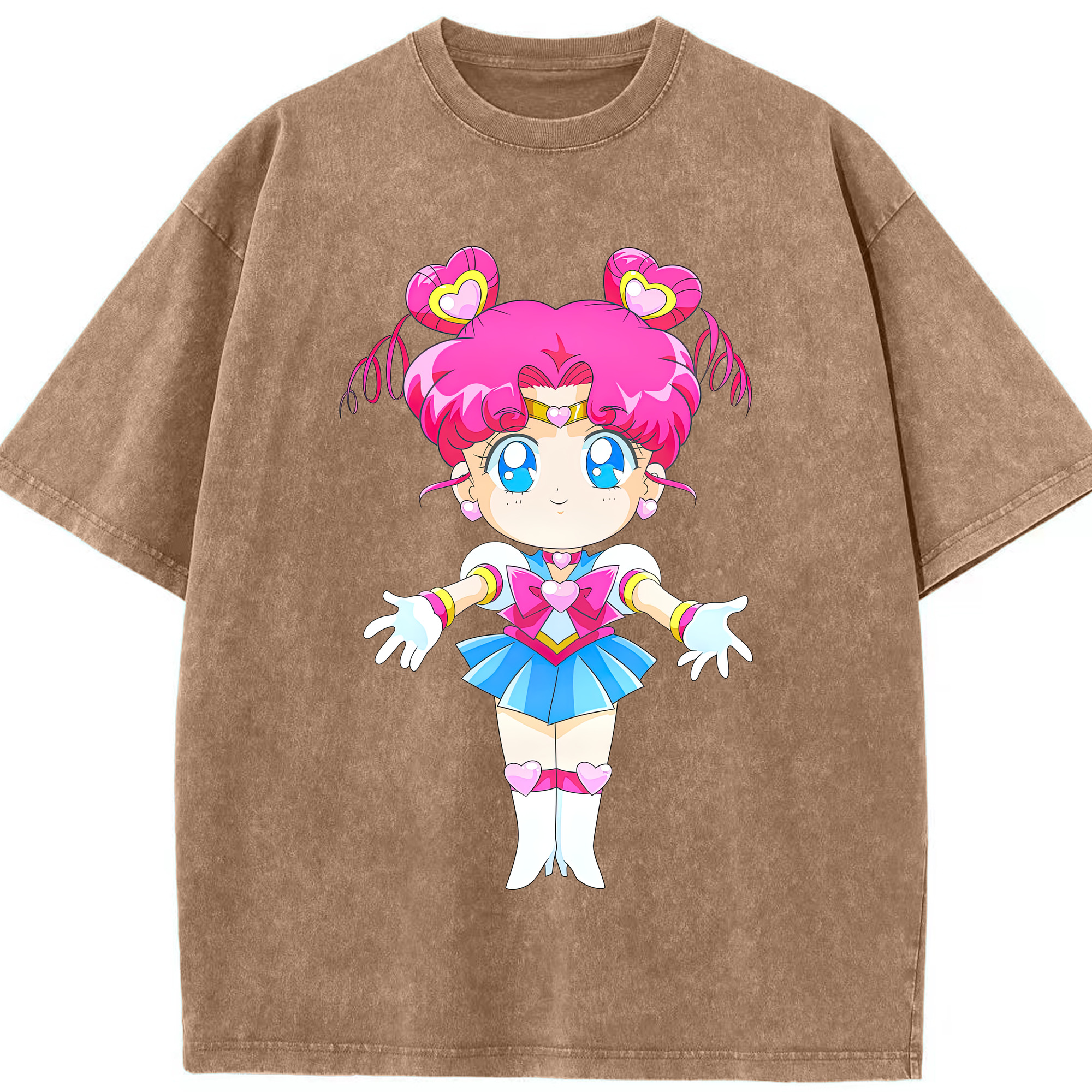 （画像用） 美少女戦士セーラームーン ちびうさ Sailor Moon Chibiusa Tsukino Usagi Small Lady Serenity 綿100% ヴィンテージ風 半袖Tシャツ（フロントプリント）