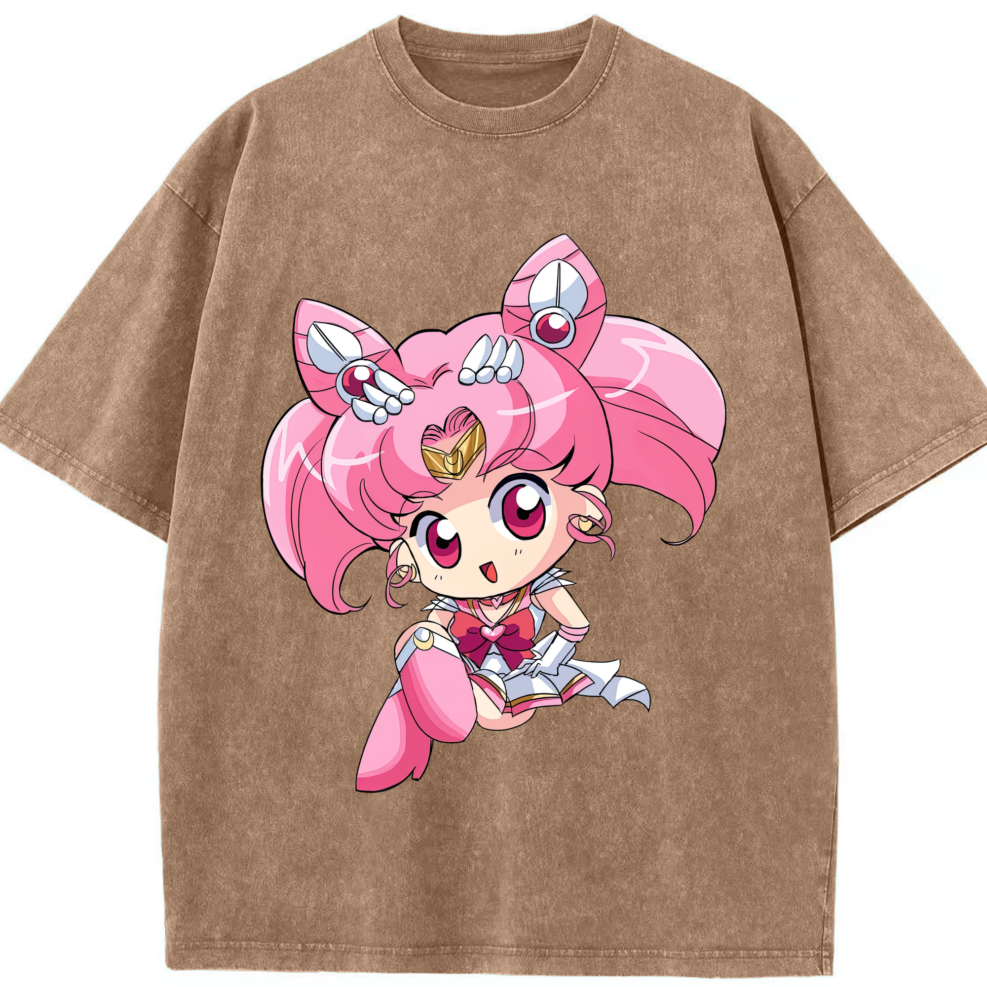 （画像用） 美少女戦士セーラームーン ちびうさ Sailor Moon Chibiusa Tsukino Usagi Small Lady Serenity 綿100% ヴィンテージ風 半袖Tシャツ（フロントプリント）