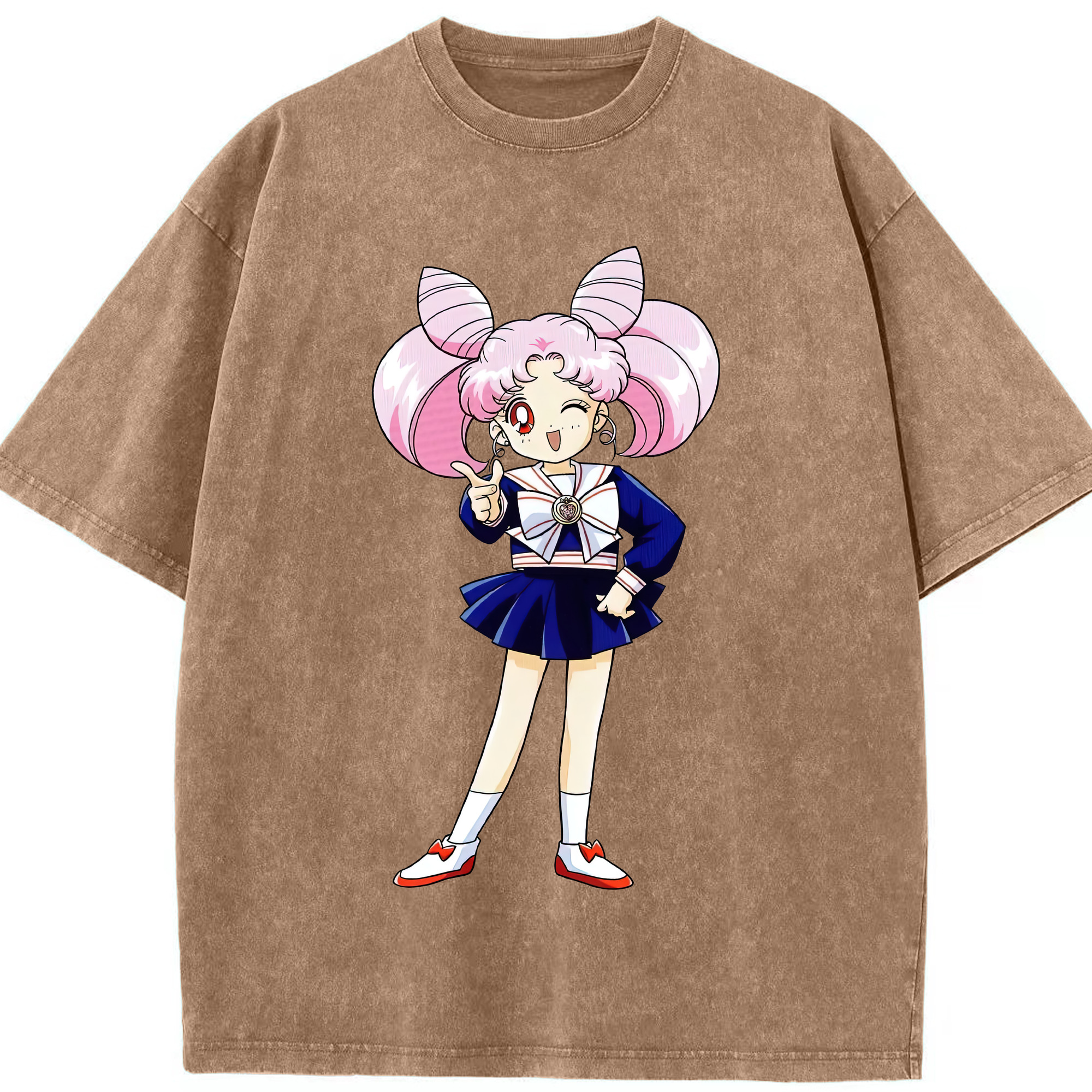 （画像用） 美少女戦士セーラームーン ちびうさ Sailor Moon Chibiusa Tsukino Usagi Small Lady Serenity 綿100% ヴィンテージ風 半袖Tシャツ（フロントプリント）