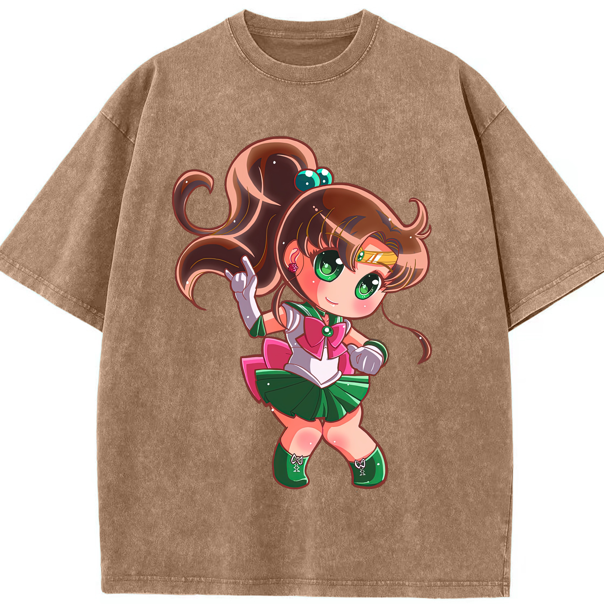 （画像用） 美少女戦士セーラームーン 木野 まこと きの まこと Sailor Moon Kino Makoto （セーラージュピター；Sailor Jupiter） 綿100% ヴィンテージ風 半袖Tシャツ（フロントプリント）