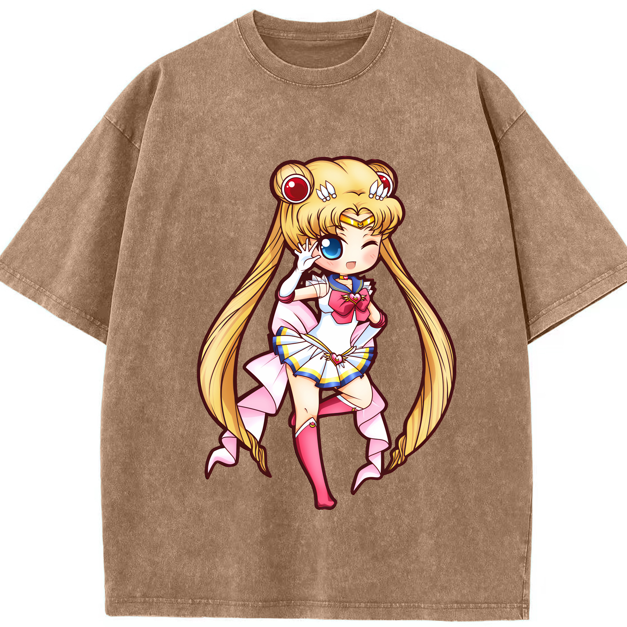 （画像用） 美少女戦士セーラームーン 月野 うさぎ つきの うさぎ Sailor Moon Tsukino Usagi 綿100% ヴィンテージ風 半袖Tシャツ（フロントプリント）