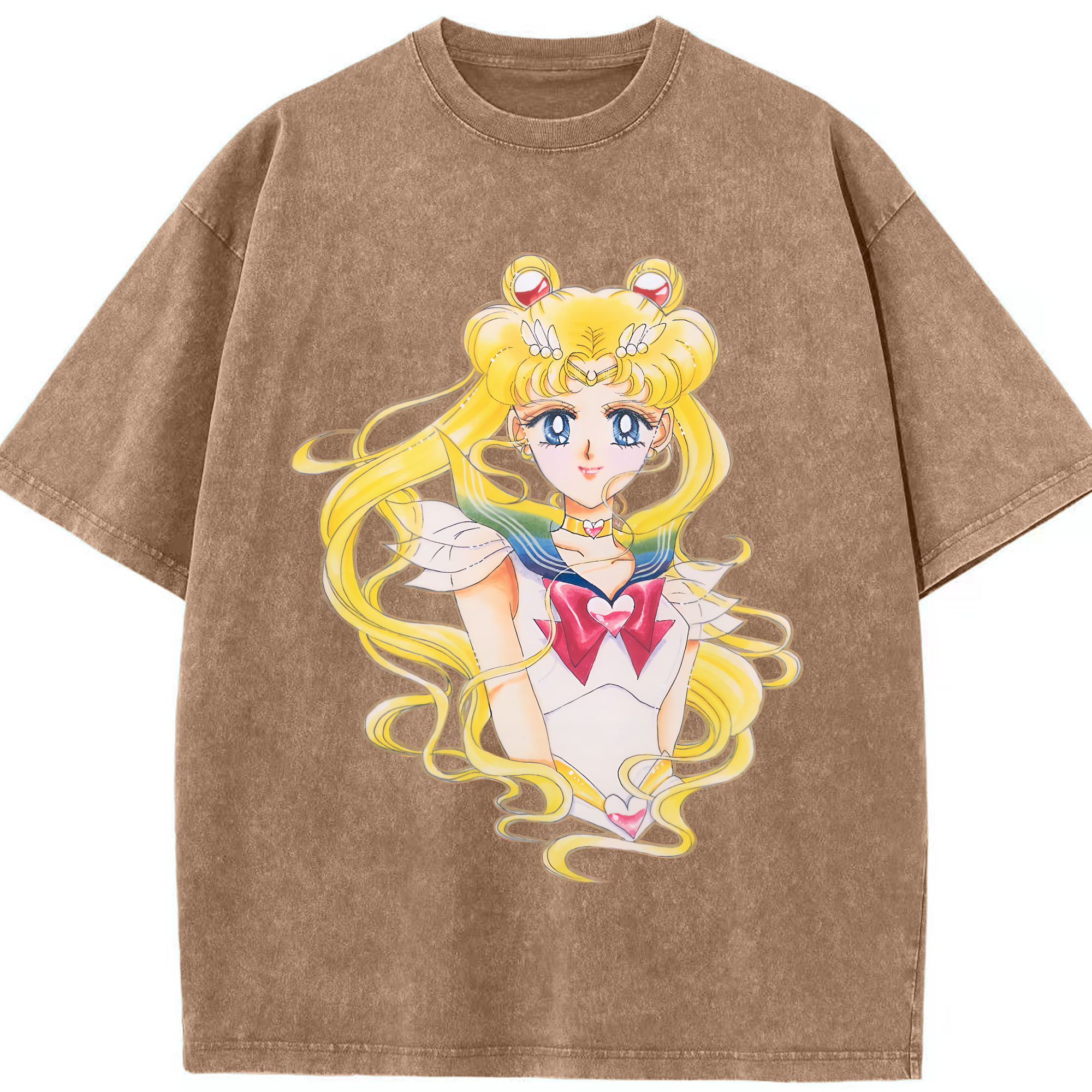 （画像用） 美少女戦士セーラームーン 月野 うさぎ つきの うさぎ Sailor Moon Tsukino Usagi 綿100% ヴィンテージ風 半袖Tシャツ（フロントプリント）