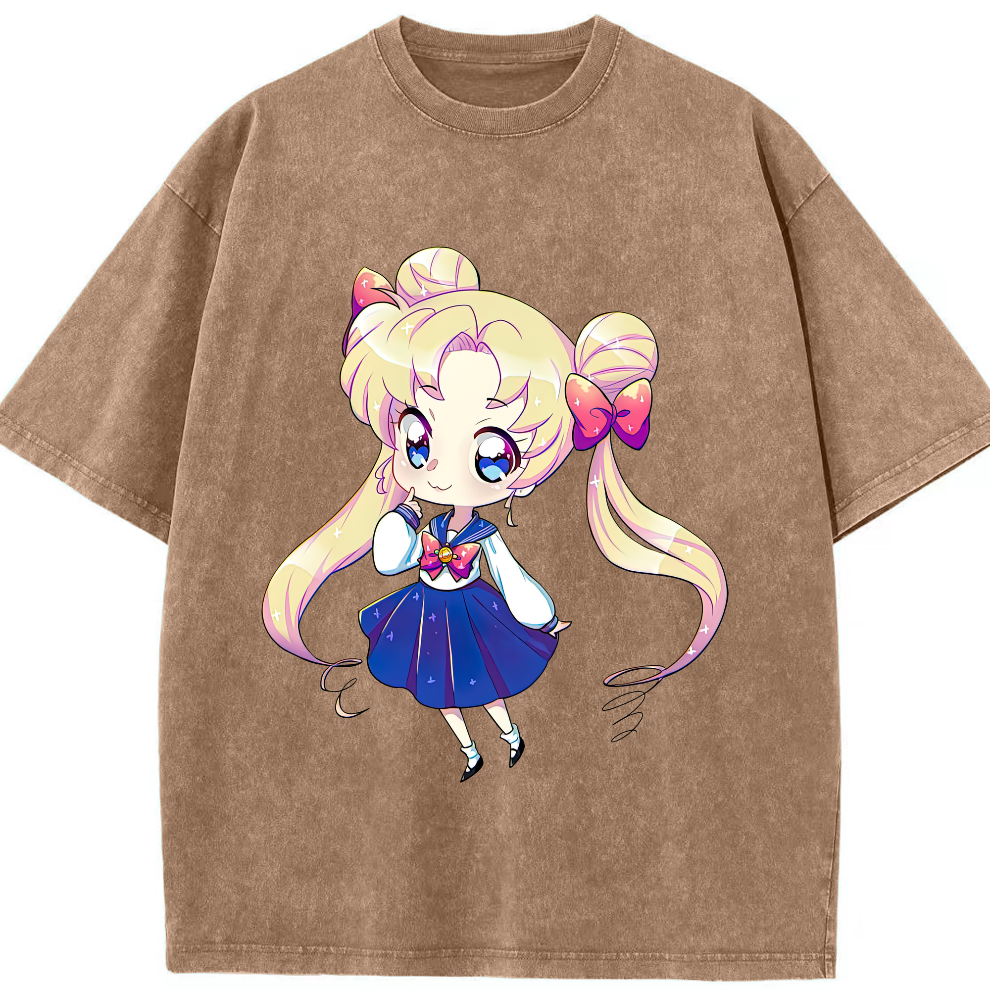 （画像用） 美少女戦士セーラームーン 月野 うさぎ つきの うさぎ Sailor Moon Tsukino Usagi 綿100% ヴィンテージ風 半袖Tシャツ（フロントプリント）