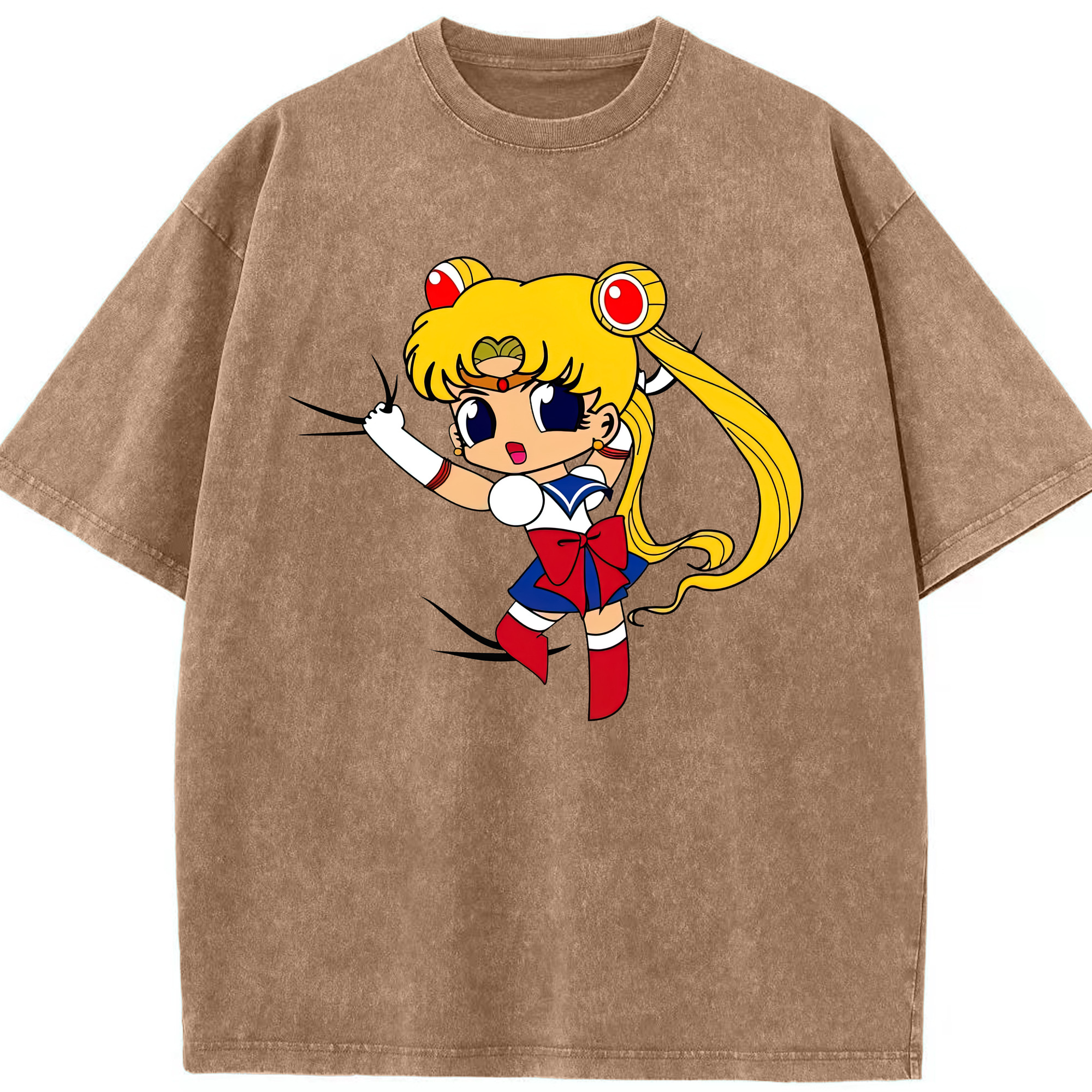（画像用） 美少女戦士セーラームーン 月野 うさぎ つきの うさぎ Sailor Moon Tsukino Usagi 綿100% ヴィンテージ風 半袖Tシャツ（フロントプリント）