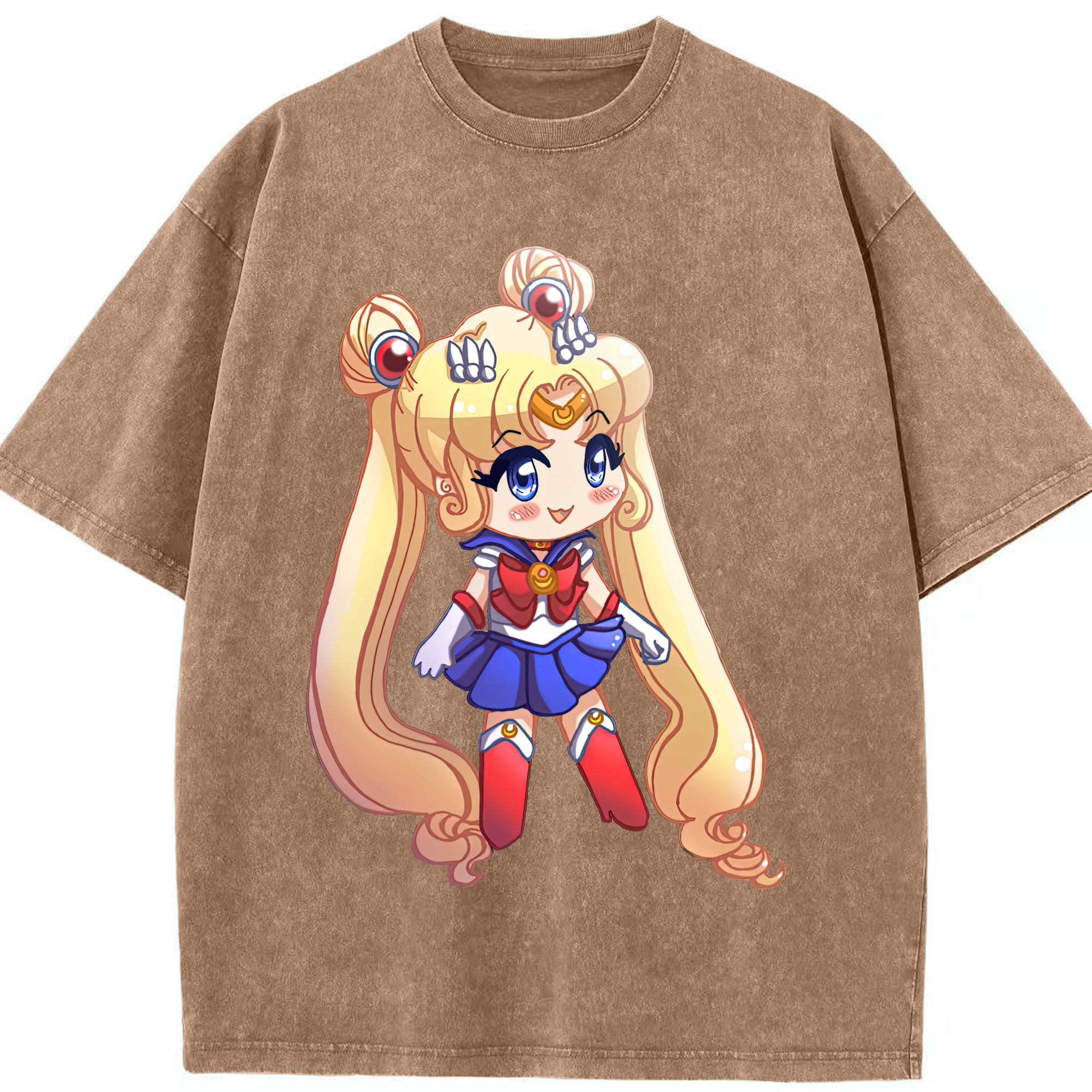 （画像用） 美少女戦士セーラームーン 月野 うさぎ つきの うさぎ Sailor Moon Tsukino Usagi 綿100% ヴィンテージ風 半袖Tシャツ（フロントプリント）