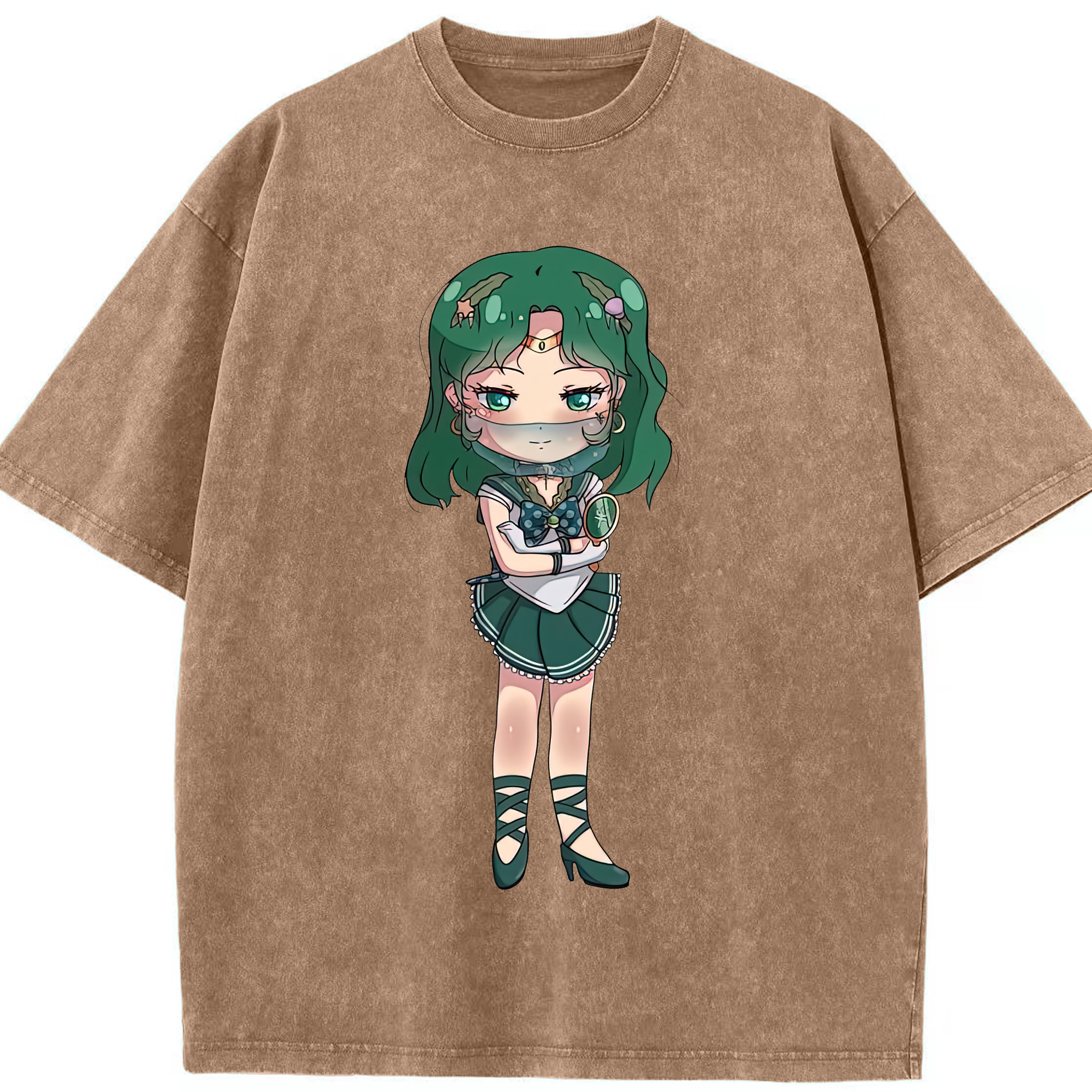 （画像用） 美少女戦士セーラームーン 海王 みちる（かいおう みちる） Sailor Moon Kaiou Michiru 綿100% ヴィンテージ風 半袖Tシャツ（フロントプリント）