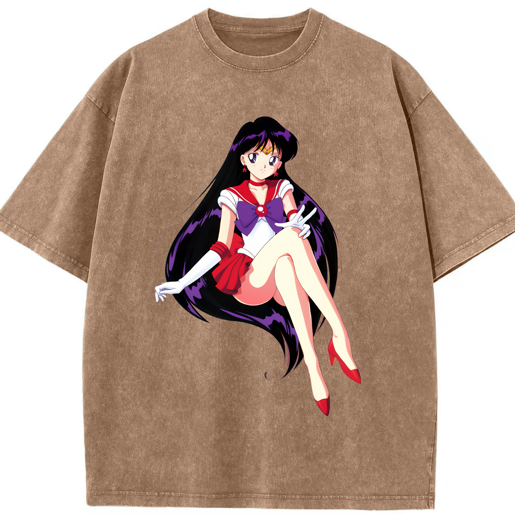 （画像用） 美少女戦士セーラームーン 火野レイ ひの レイ Sailor Moon Hino Rei （セーラーマーズ,Sailor Mars） 綿100% ヴィンテージ風 半袖Tシャツ（フロントプリント）