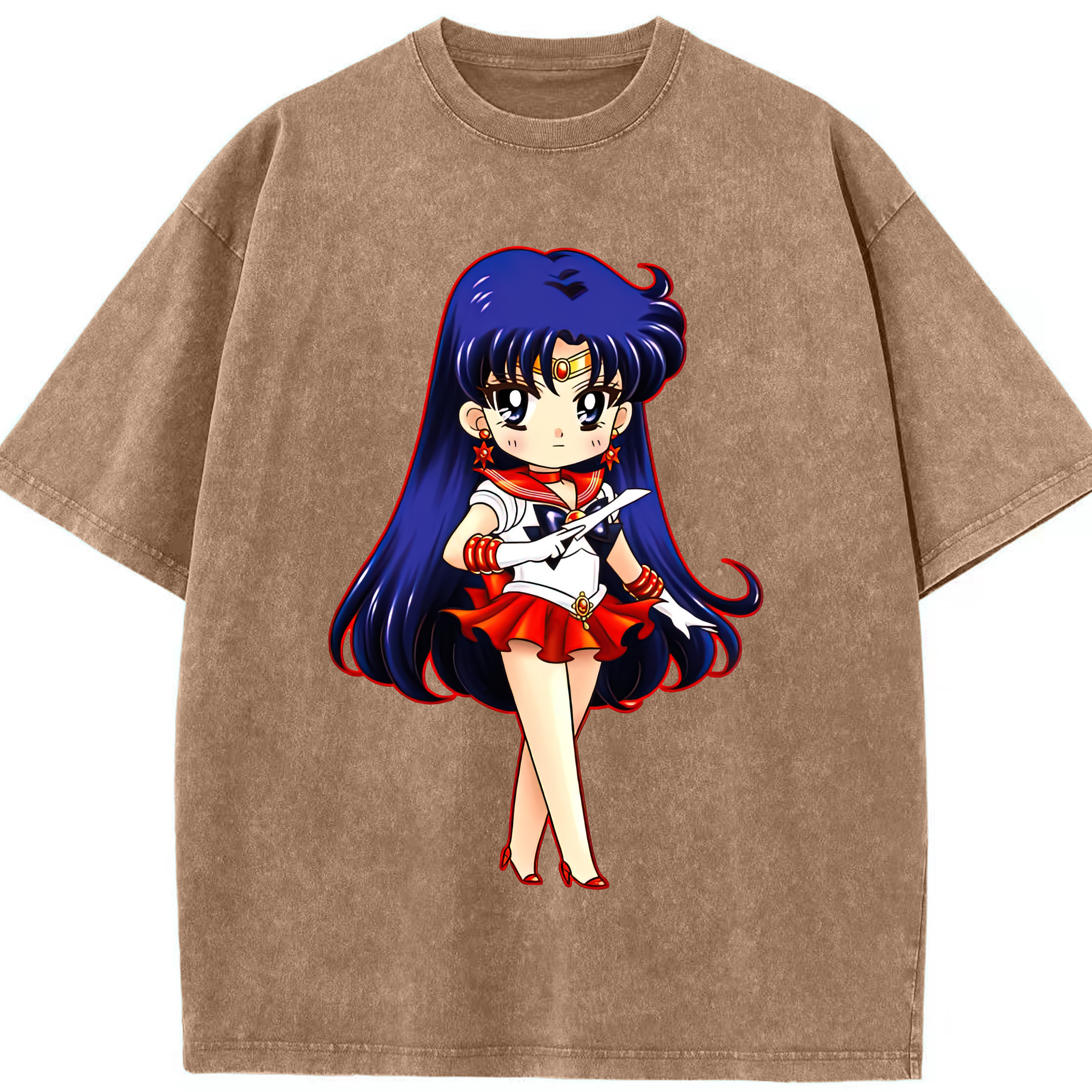 （画像用） 美少女戦士セーラームーン 火野レイ ひの レイ Sailor Moon Hino Rei （セーラーマーズ,Sailor Mars） 綿100% ヴィンテージ風 半袖Tシャツ（フロントプリント）
