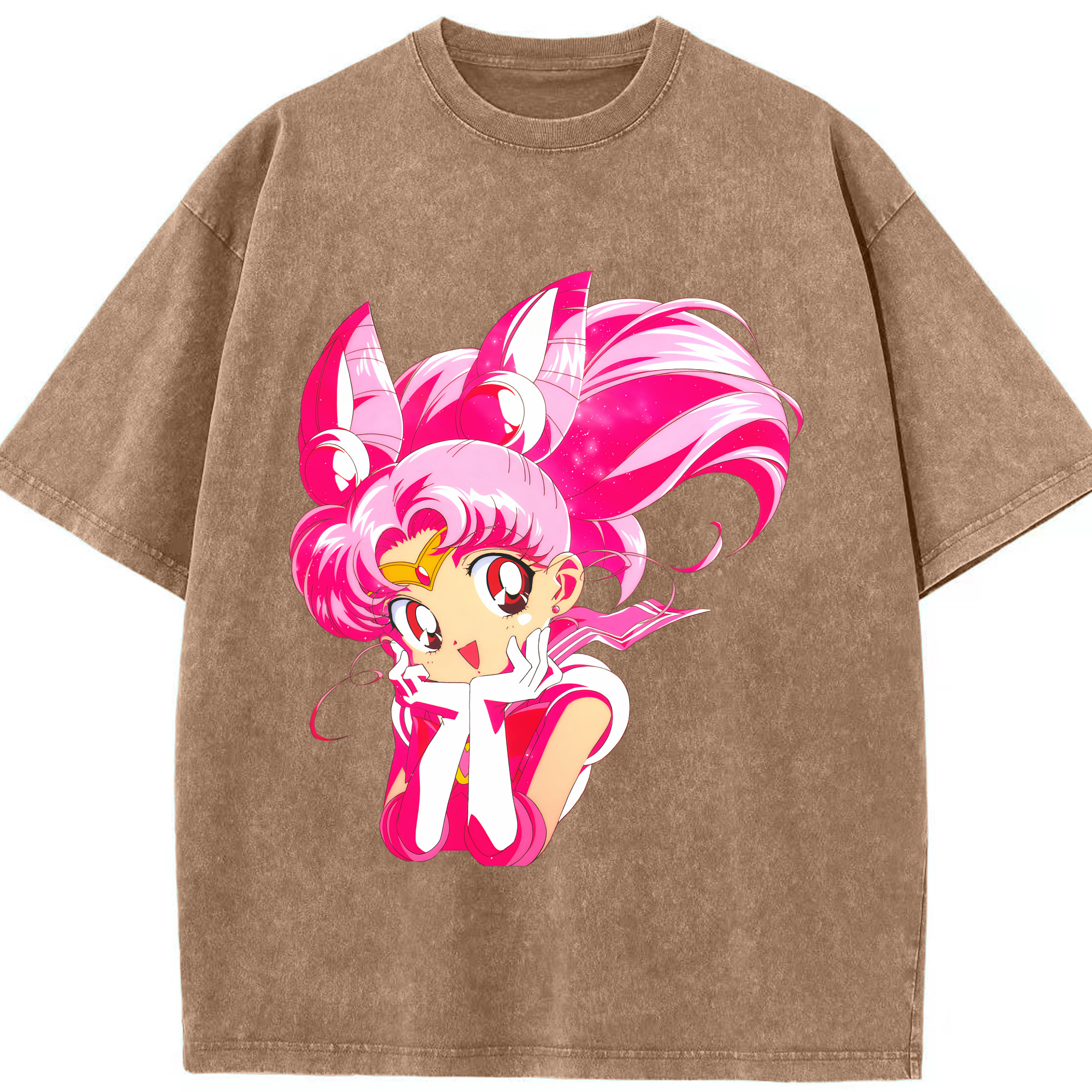 （画像用） 美少女戦士セーラームーン ちびうさ Sailor Moon Chibiusa Tsukino Usagi Small Lady Serenity 綿100% ヴィンテージ風 半袖Tシャツ（フロントプリント）